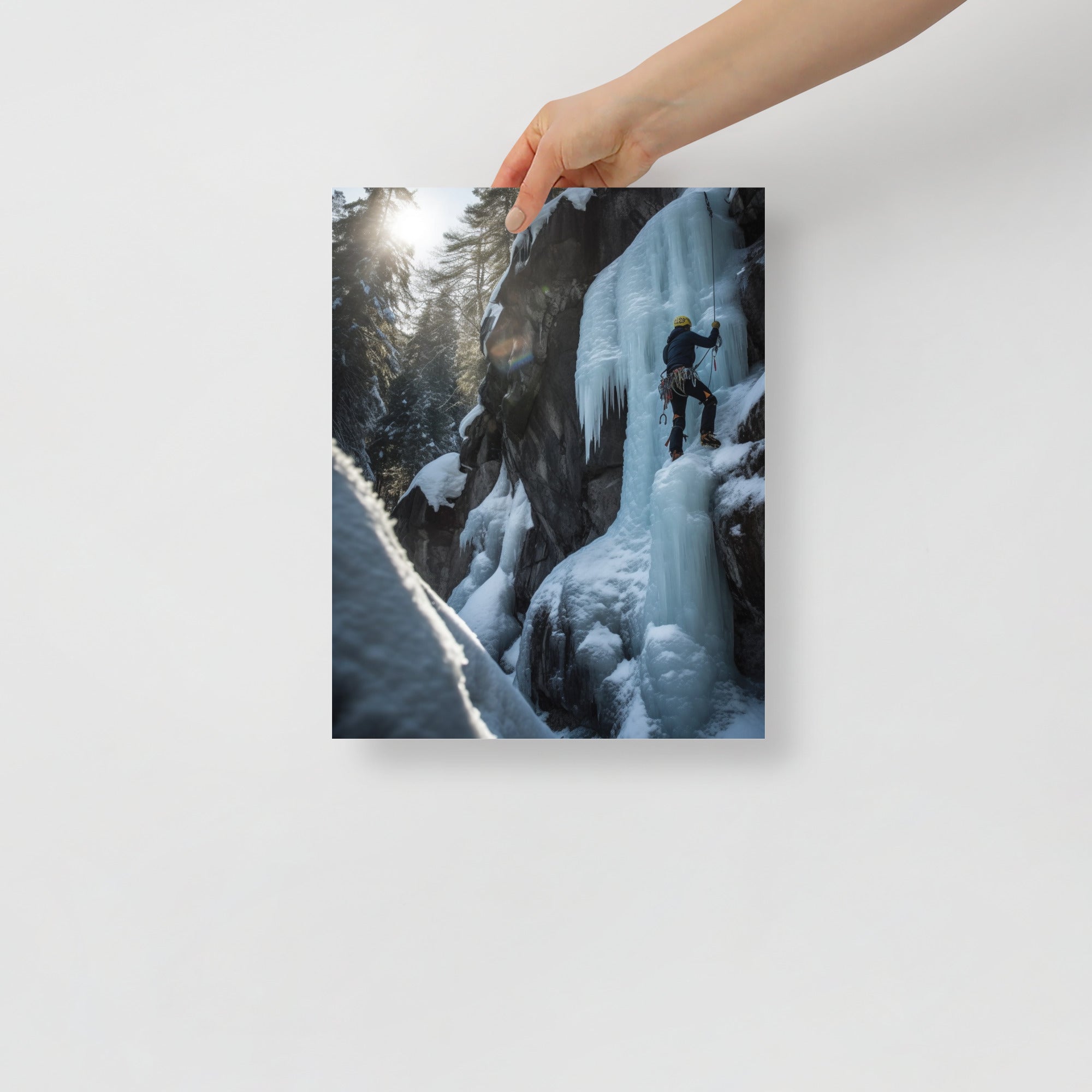 Majestic Frozen Waterfall Climber Art Poster by Visual Verse - Image 2