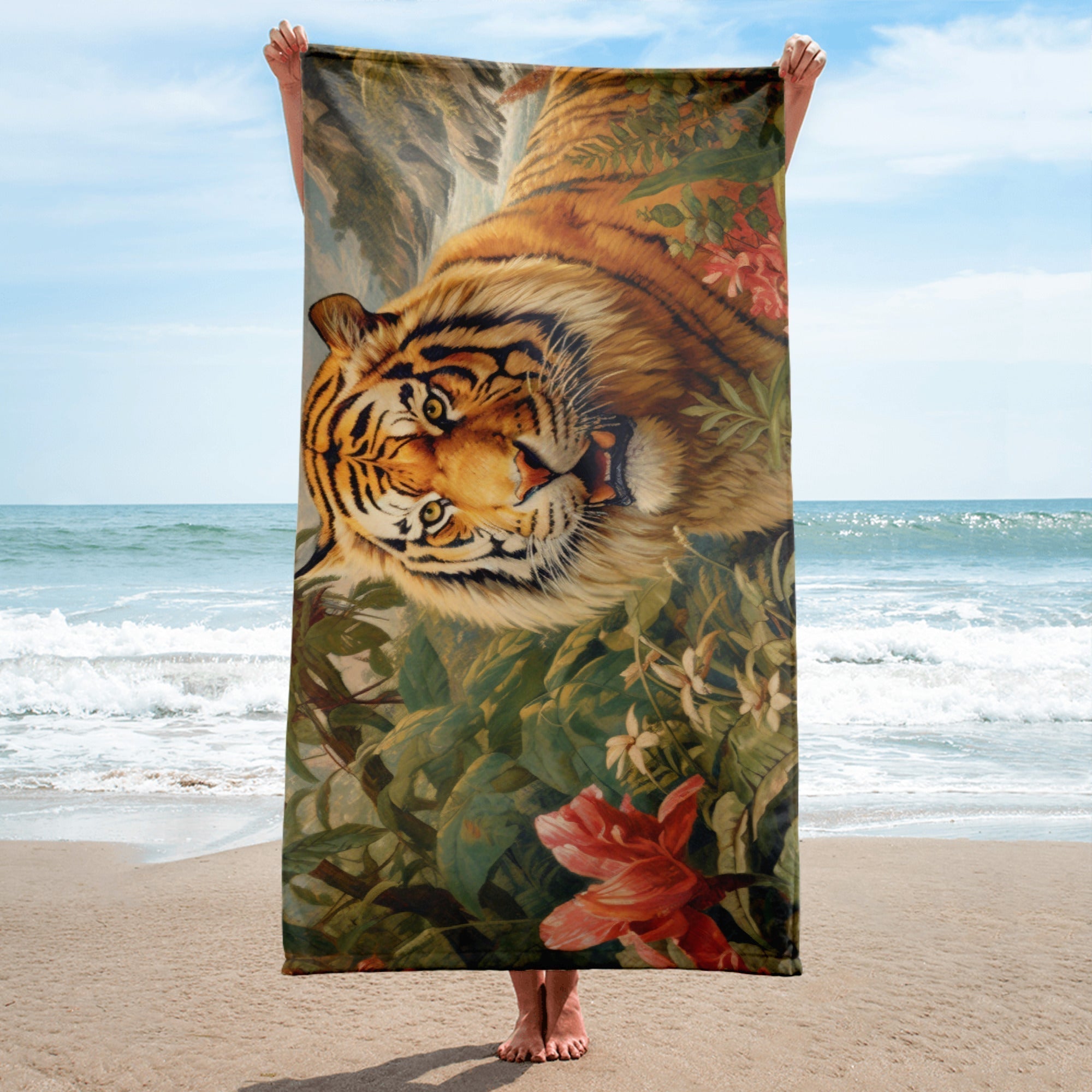 Majestic Tiger Beach Towel by Visual Verse - Image 1