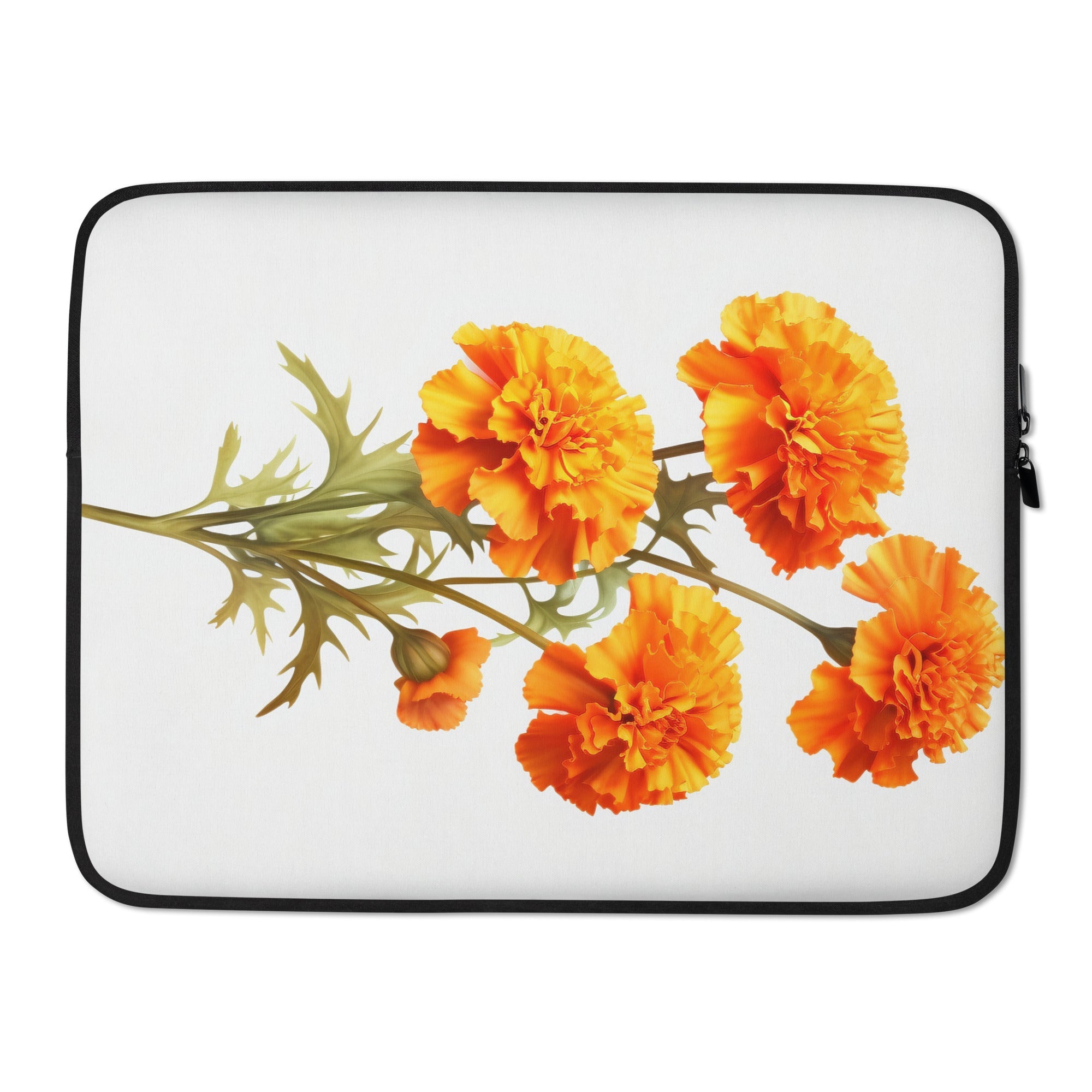 Marigold Flower Laptop Sleeve by Visual Verse - Image 1