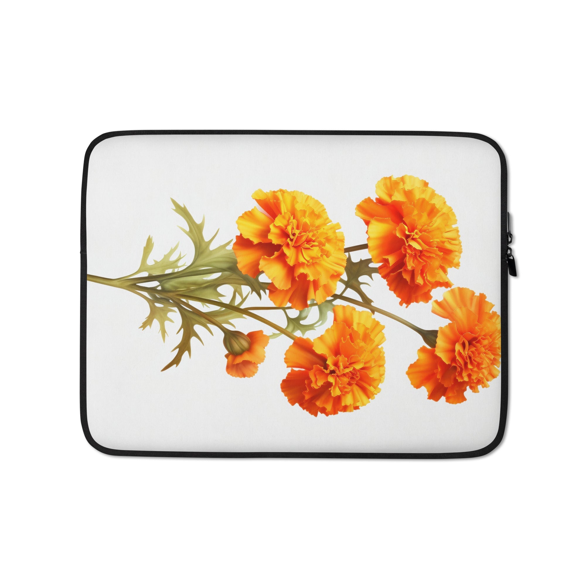 Marigold Flower Laptop Sleeve by Visual Verse - Image 2