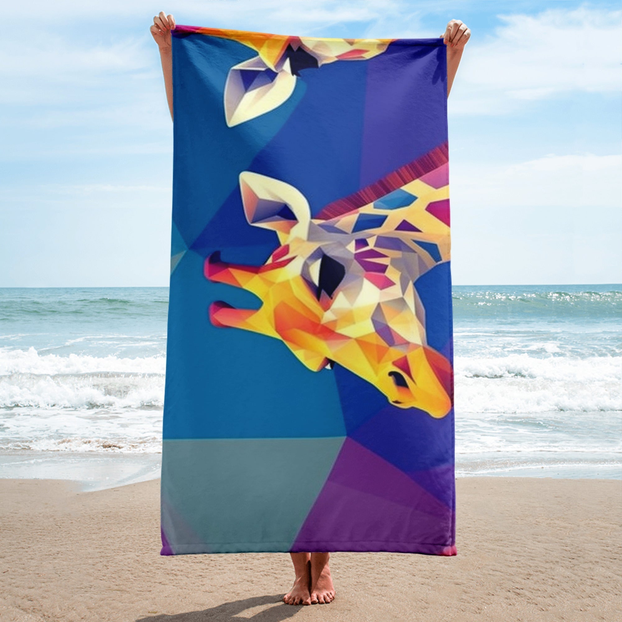 Modern Giraffe Beach Towel by Visual Verse - Image 1