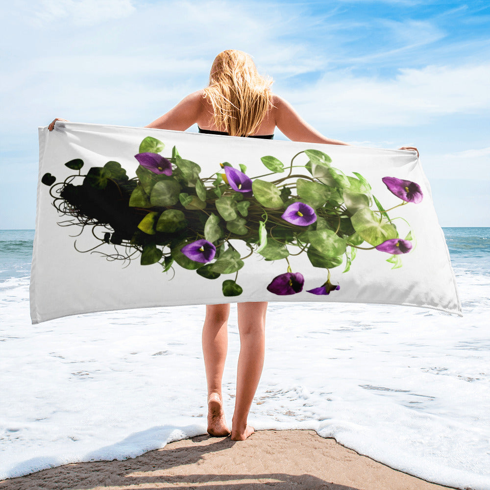 Money Plant Flower Beach Towel by Visual Verse - Image 2