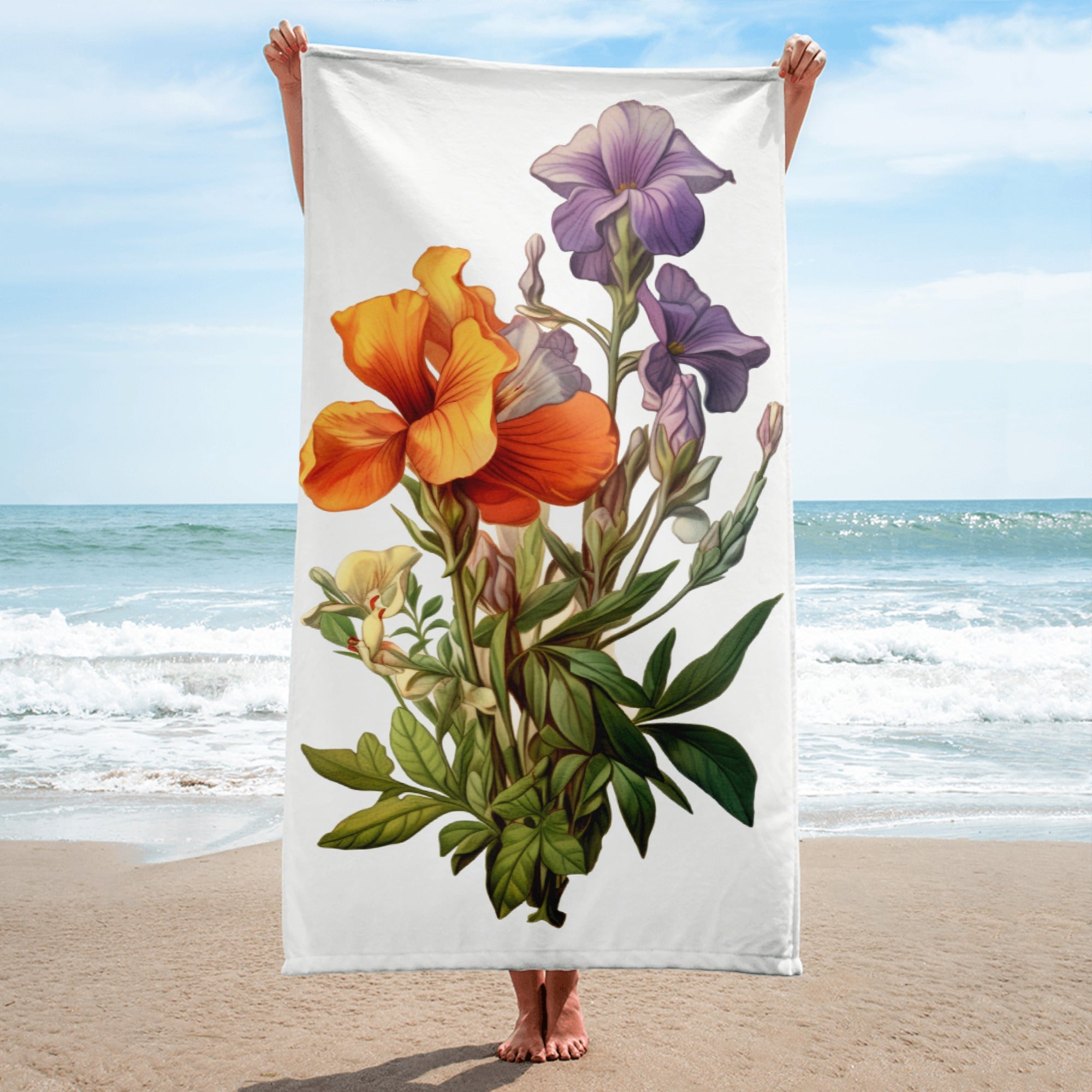 Monkey Flower Beach Towel by Visual Verse - Image 1