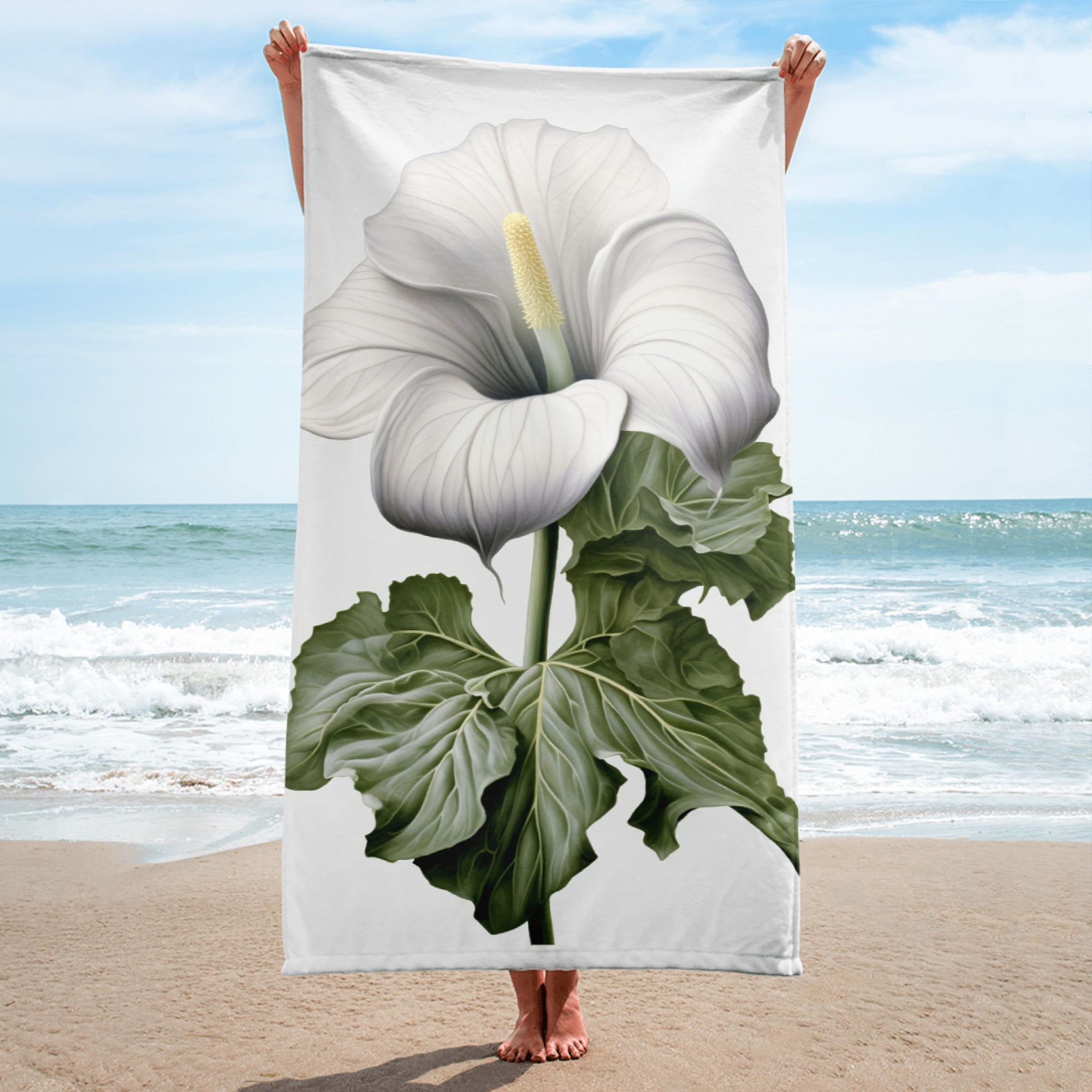 Moonflower Flower Beach Towel by Visual Verse - Image 1