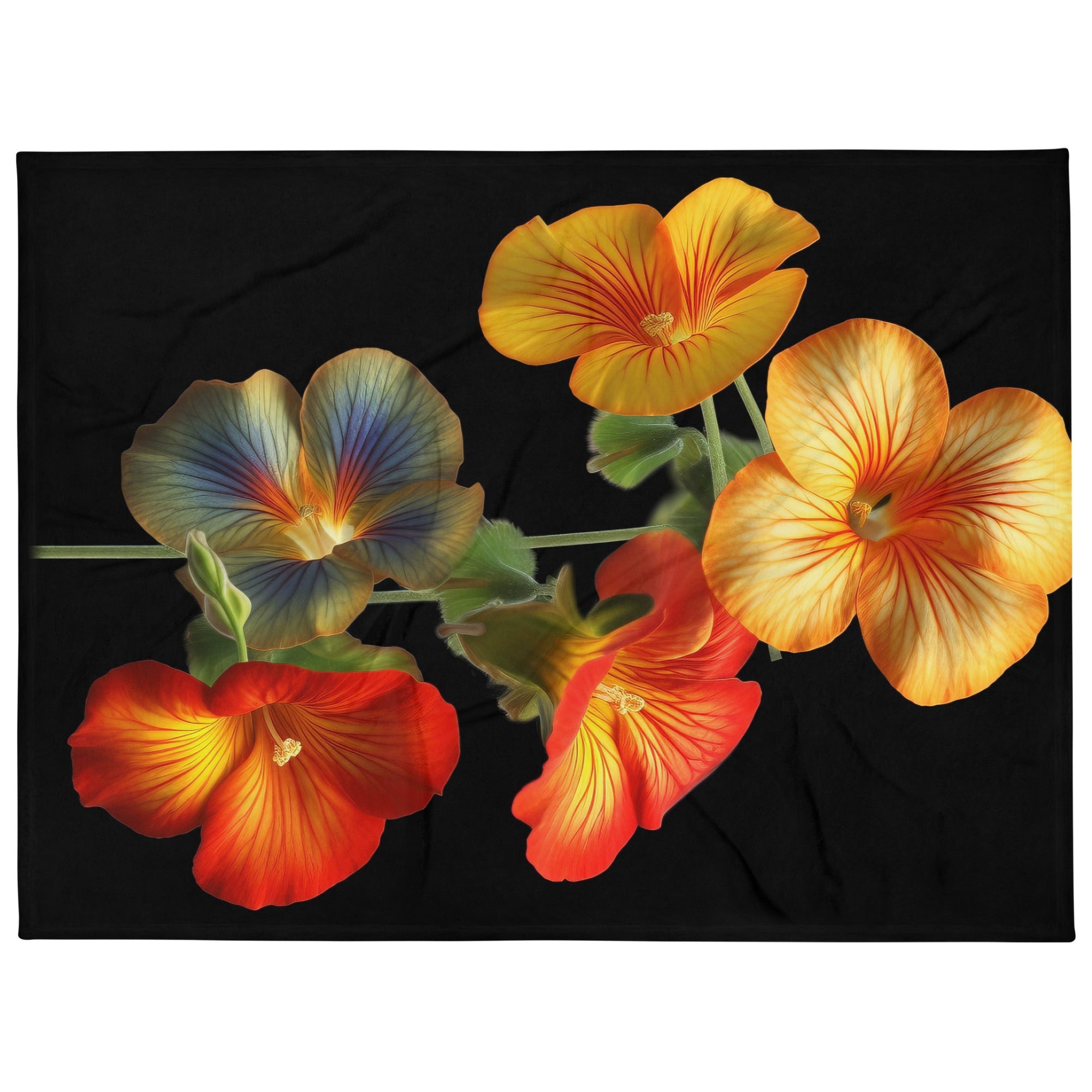 Multiple Nasturtium Flower Blanket by Visual Verse - Image 1