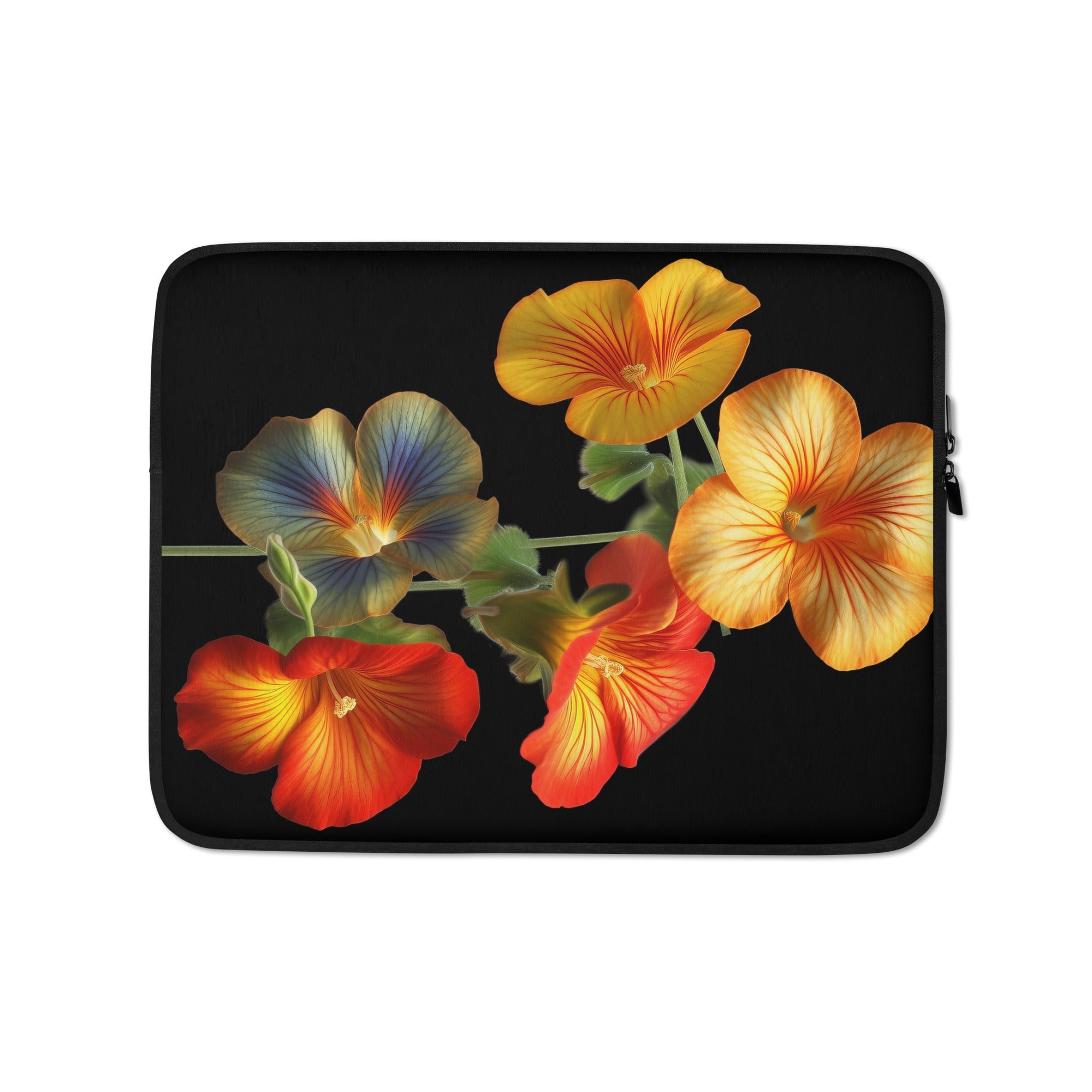 Multiple Nasturtium Flower Laptop Sleeve by Visual Verse - Image 2