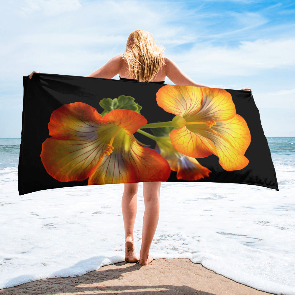 Nasturtium Flower Beach Towel by Visual Verse - Image 2