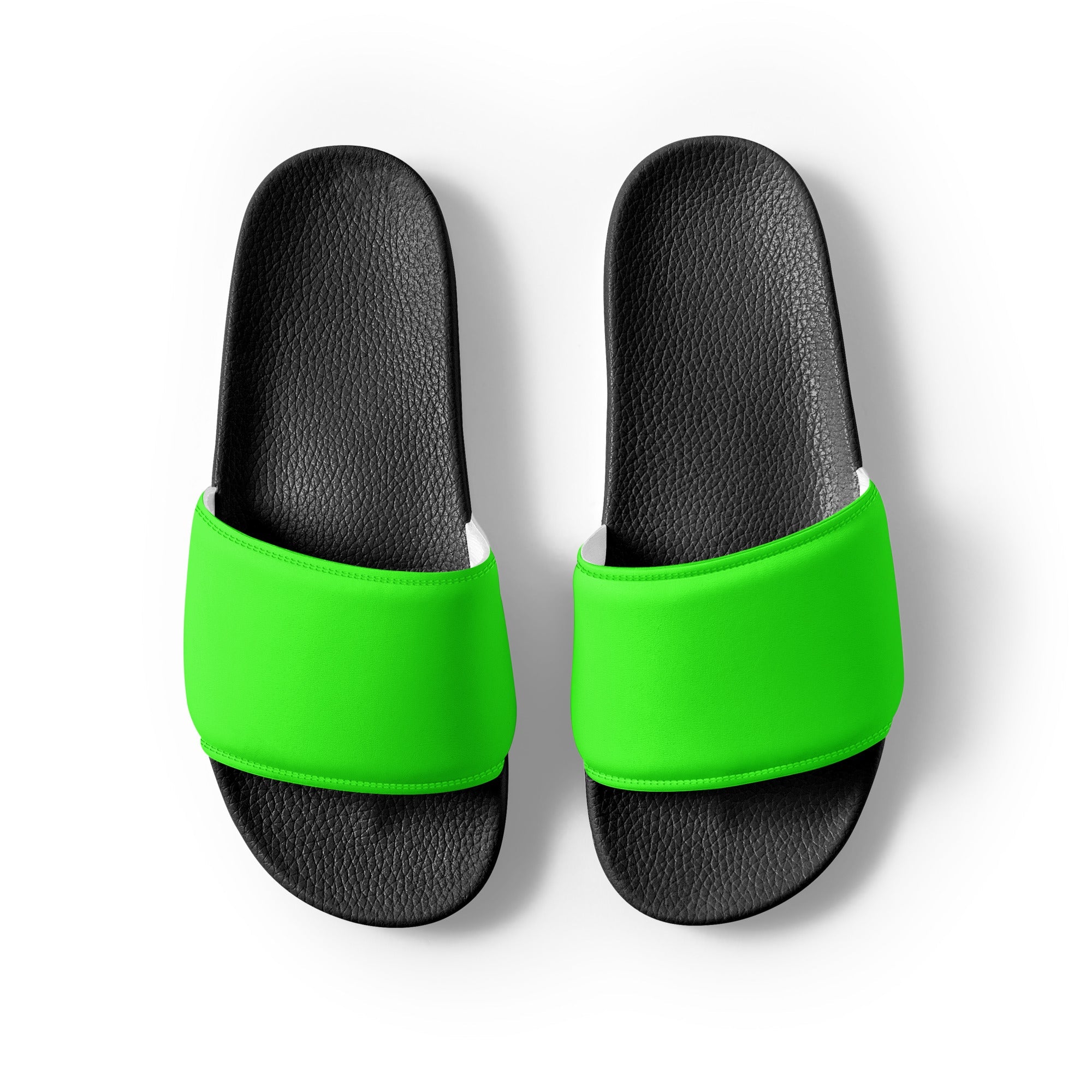 Neon Green Color Men's Slides by Visual Verse - Image 2