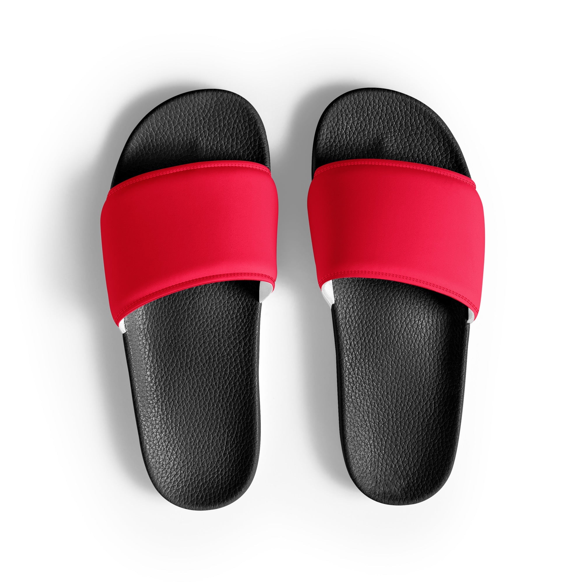 Neon Red Color Men's Slides by Visual Verse - Image 1