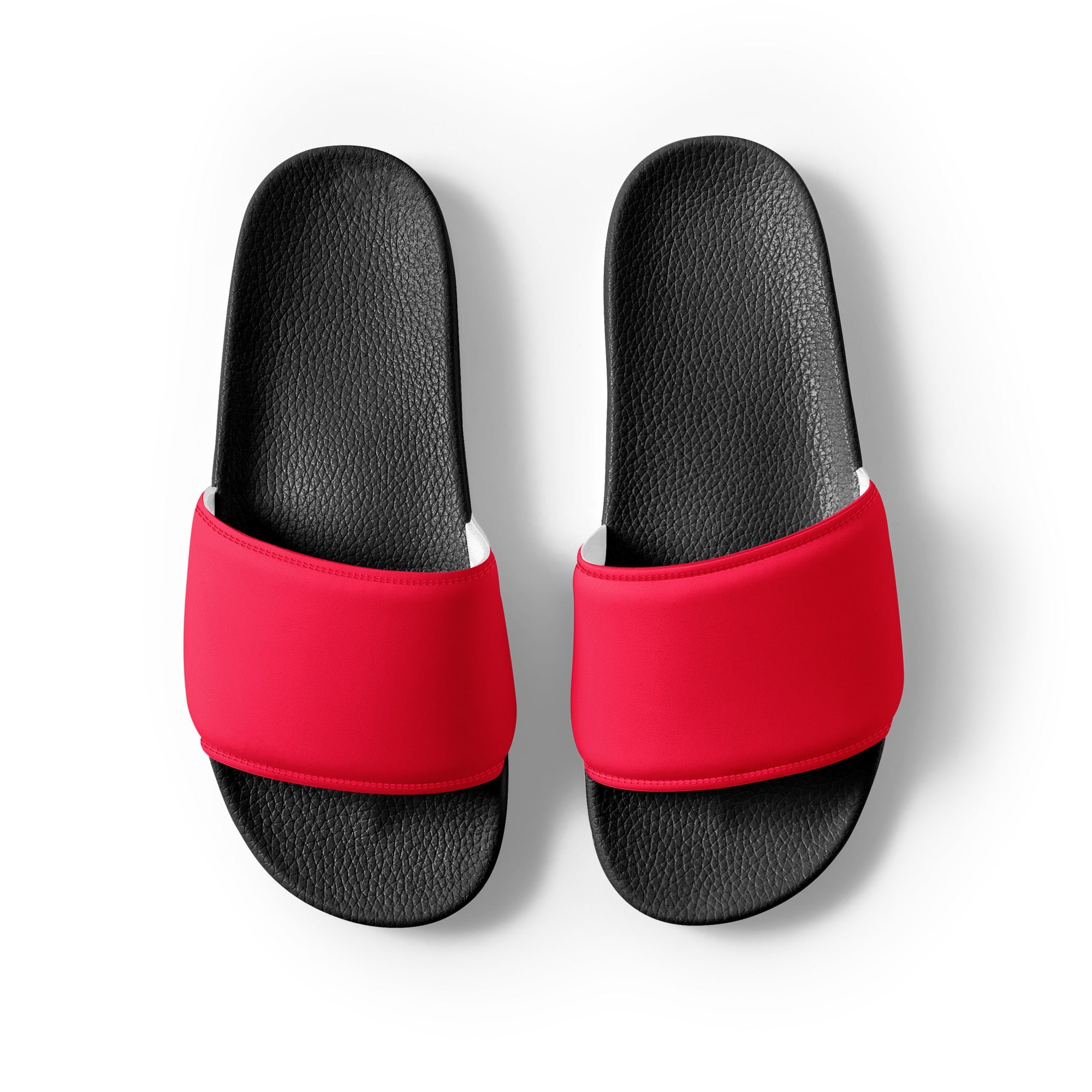 Neon Red Color Men's Slides by Visual Verse - Image 2