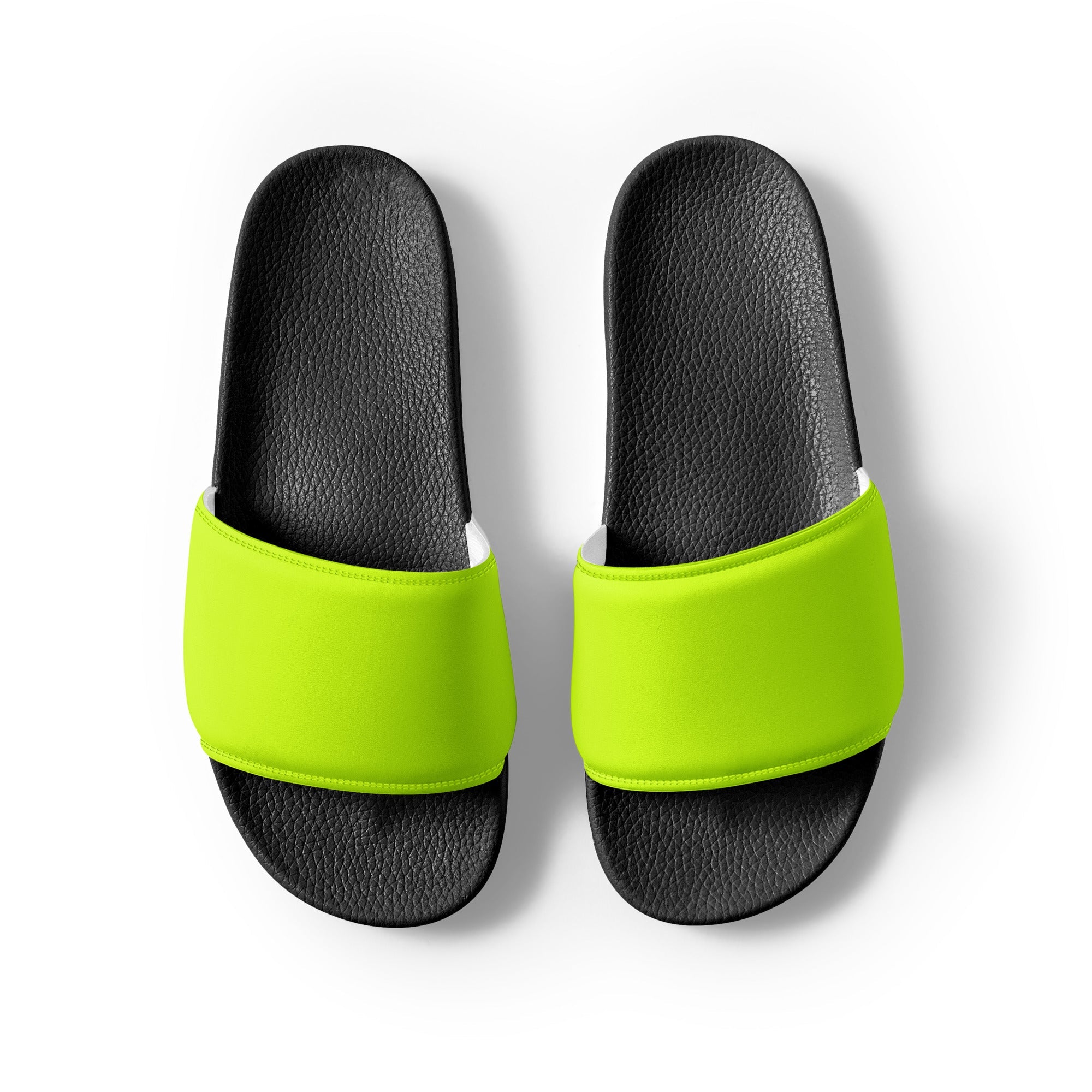 Neon Yellow Color Men's Slides by Visual Verse - Image 2