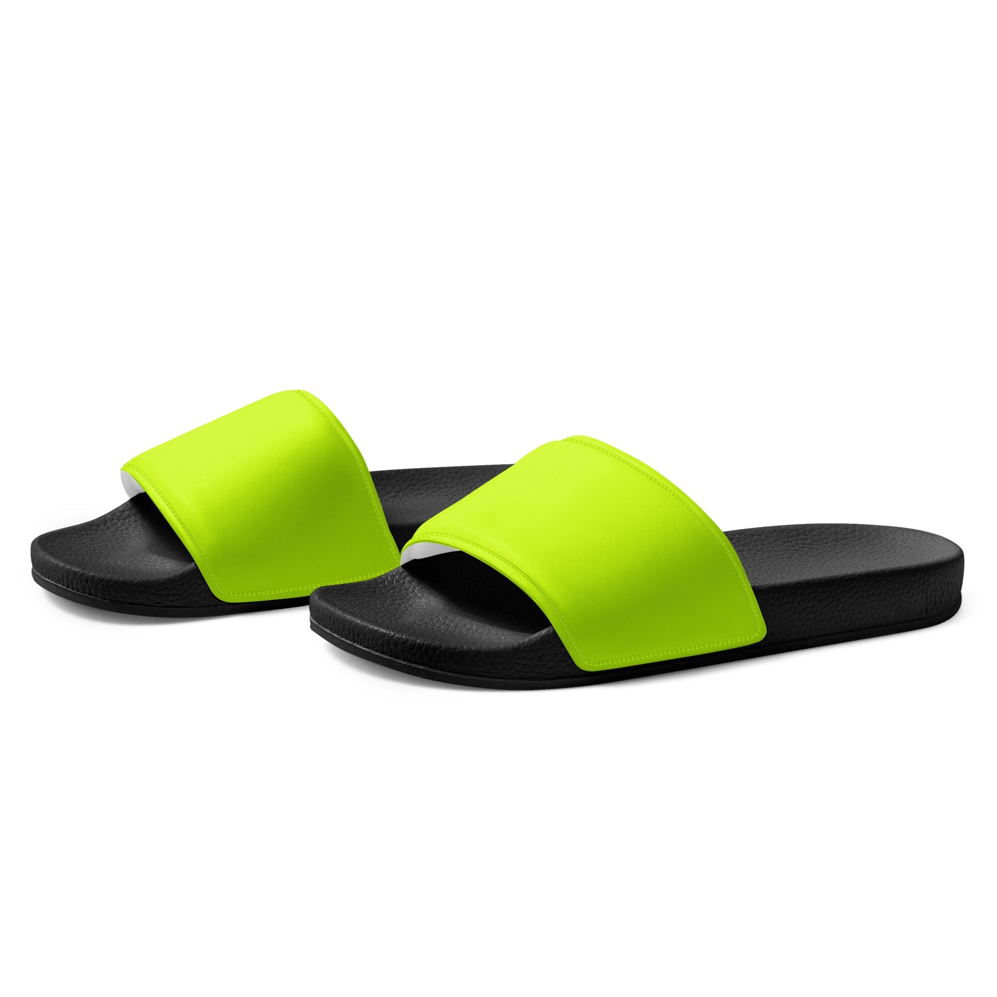 Neon Yellow Color Men's Slides by Visual Verse - Image 3