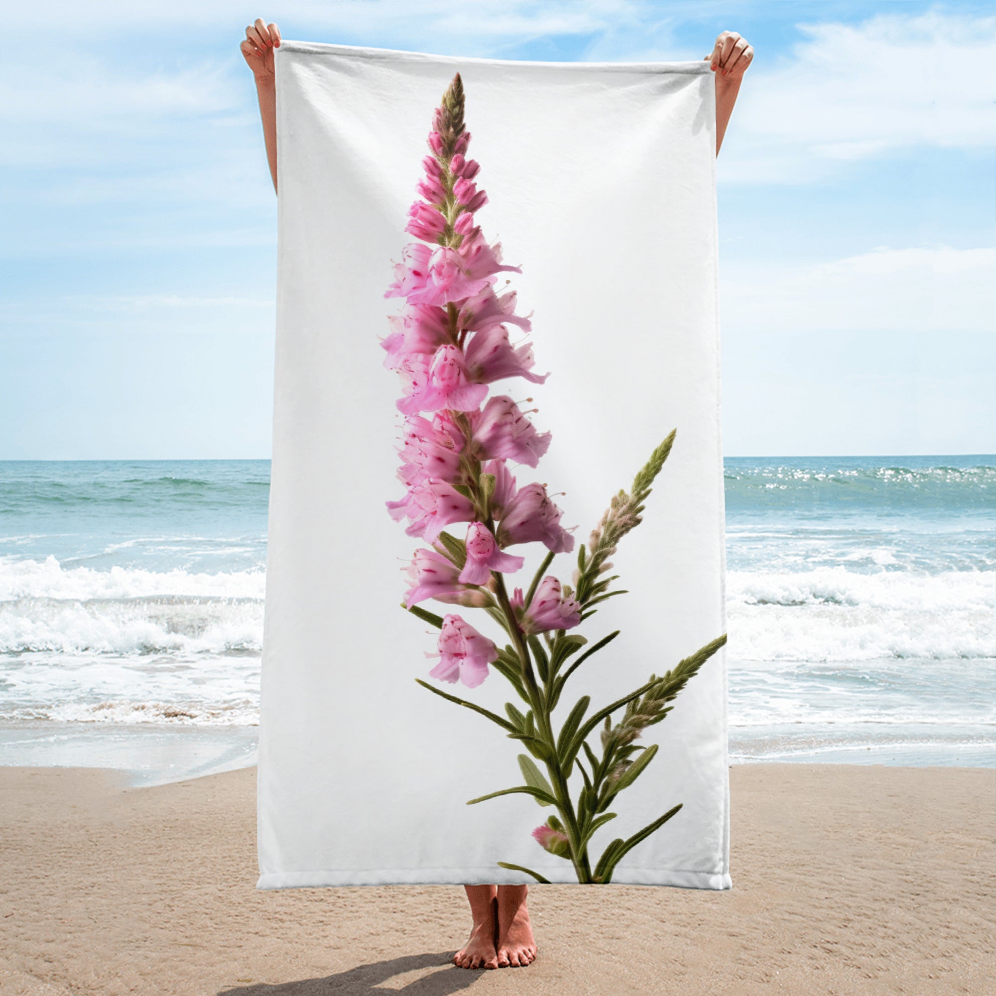 Obedient Plant Flower Beach Towel by Visual Verse - Image 1