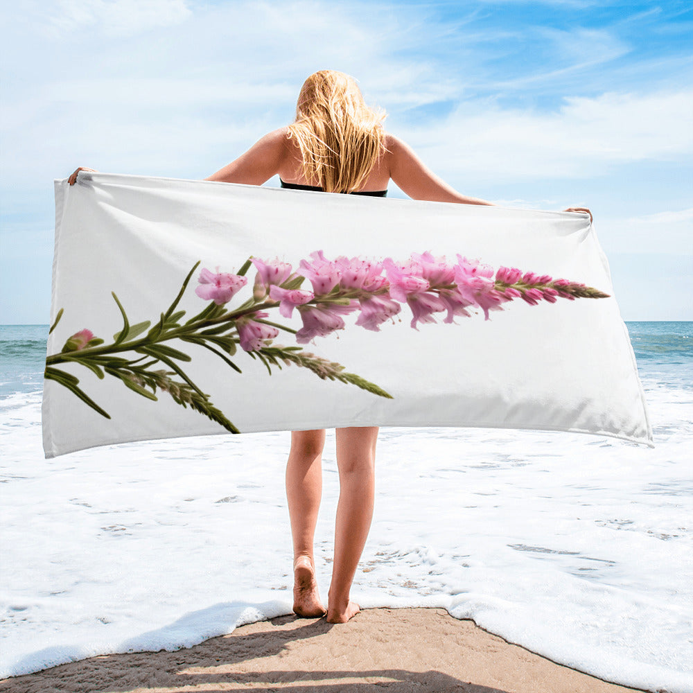 Obedient Plant Flower Beach Towel by Visual Verse - Image 2