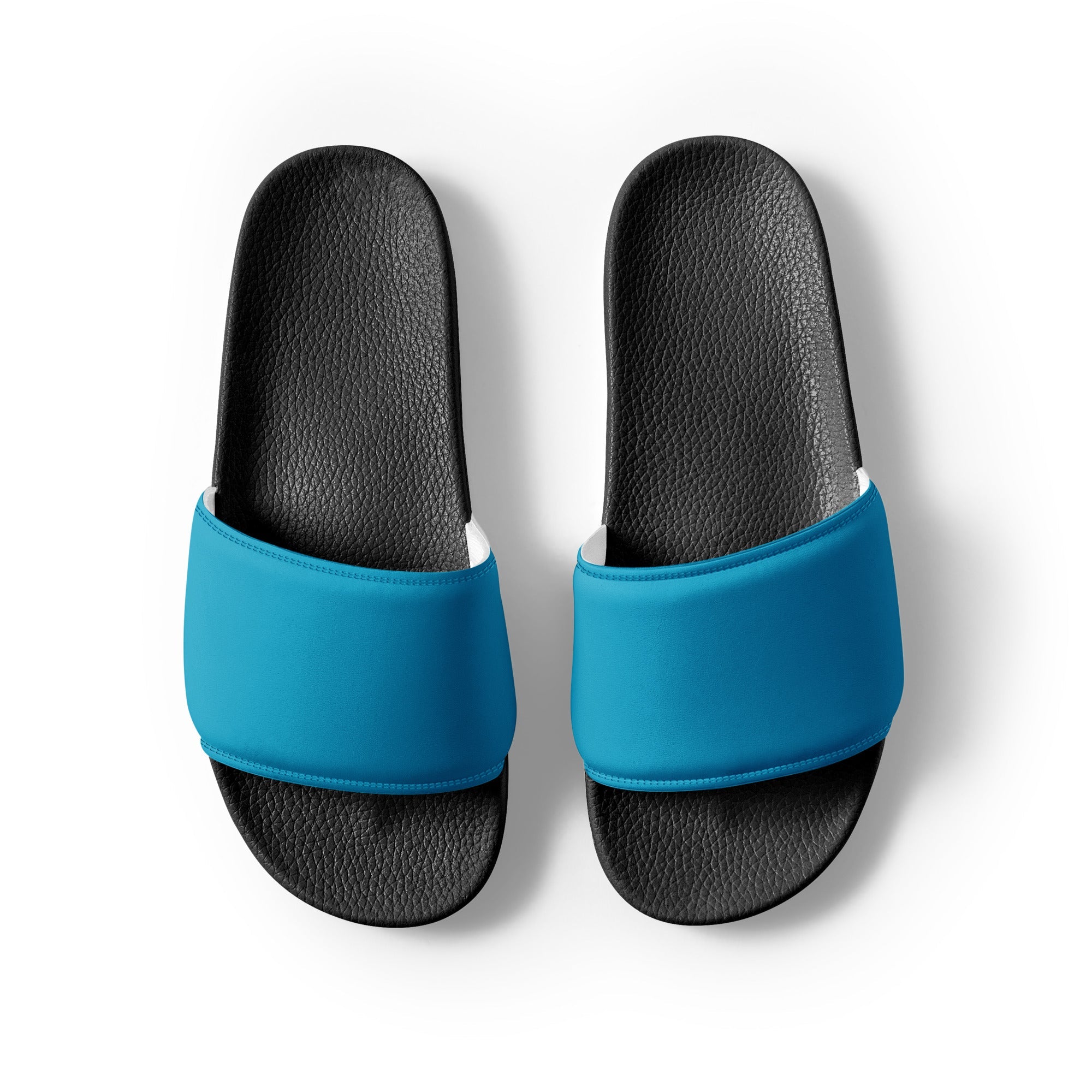 Ocean Blue Color Men's Slides by Visual Verse - Image 2