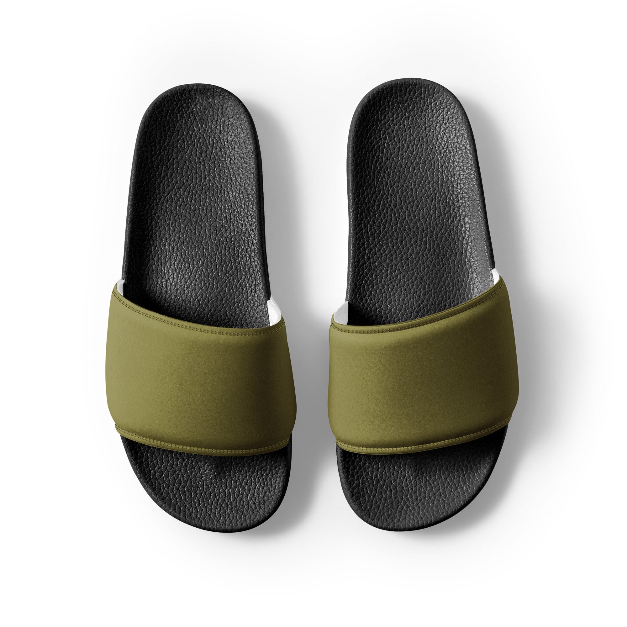 Old Moss Green Color Men's Slides by Visual Verse - Image 2