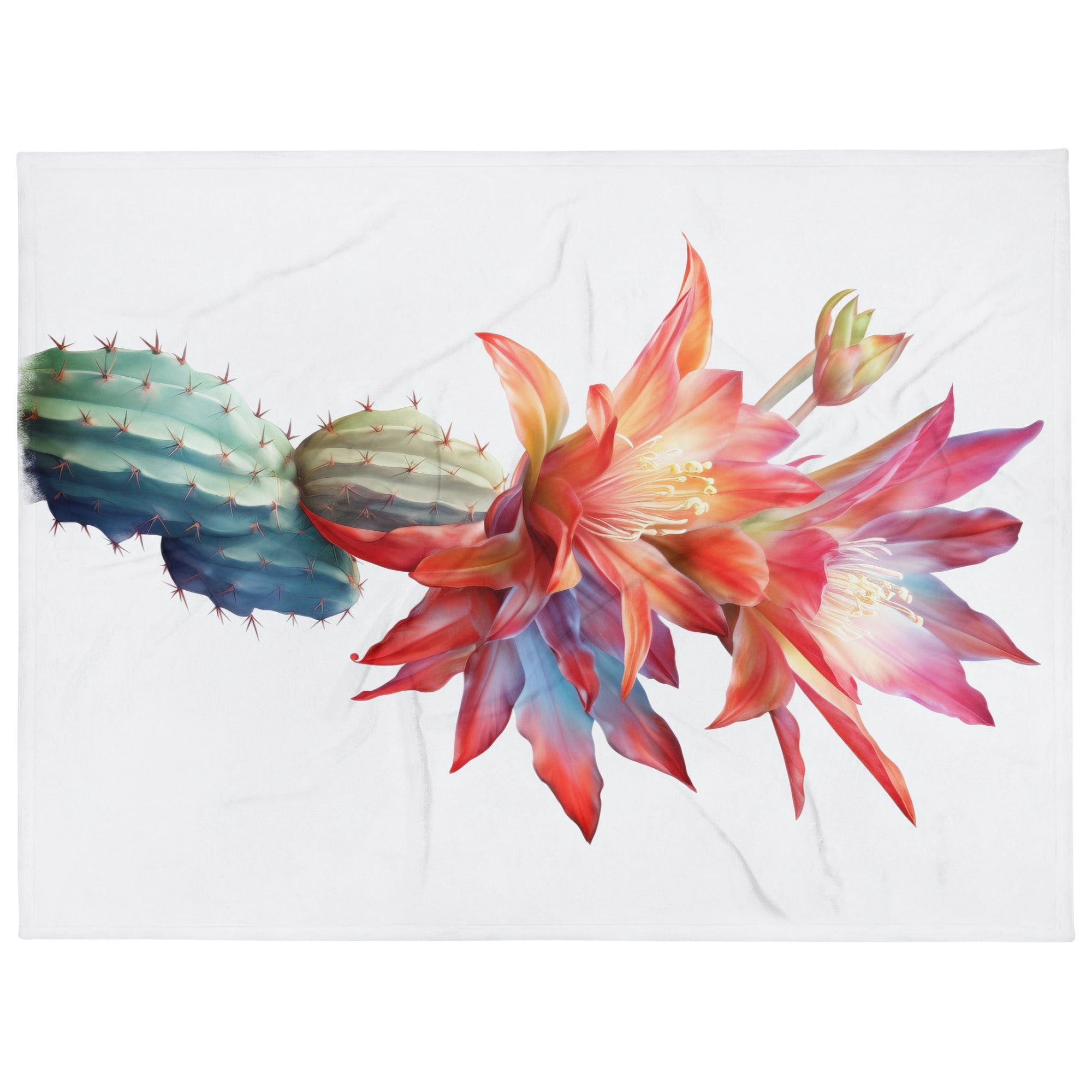 Orchid Cactus Flower Blanket by Visual Verse - Image 1