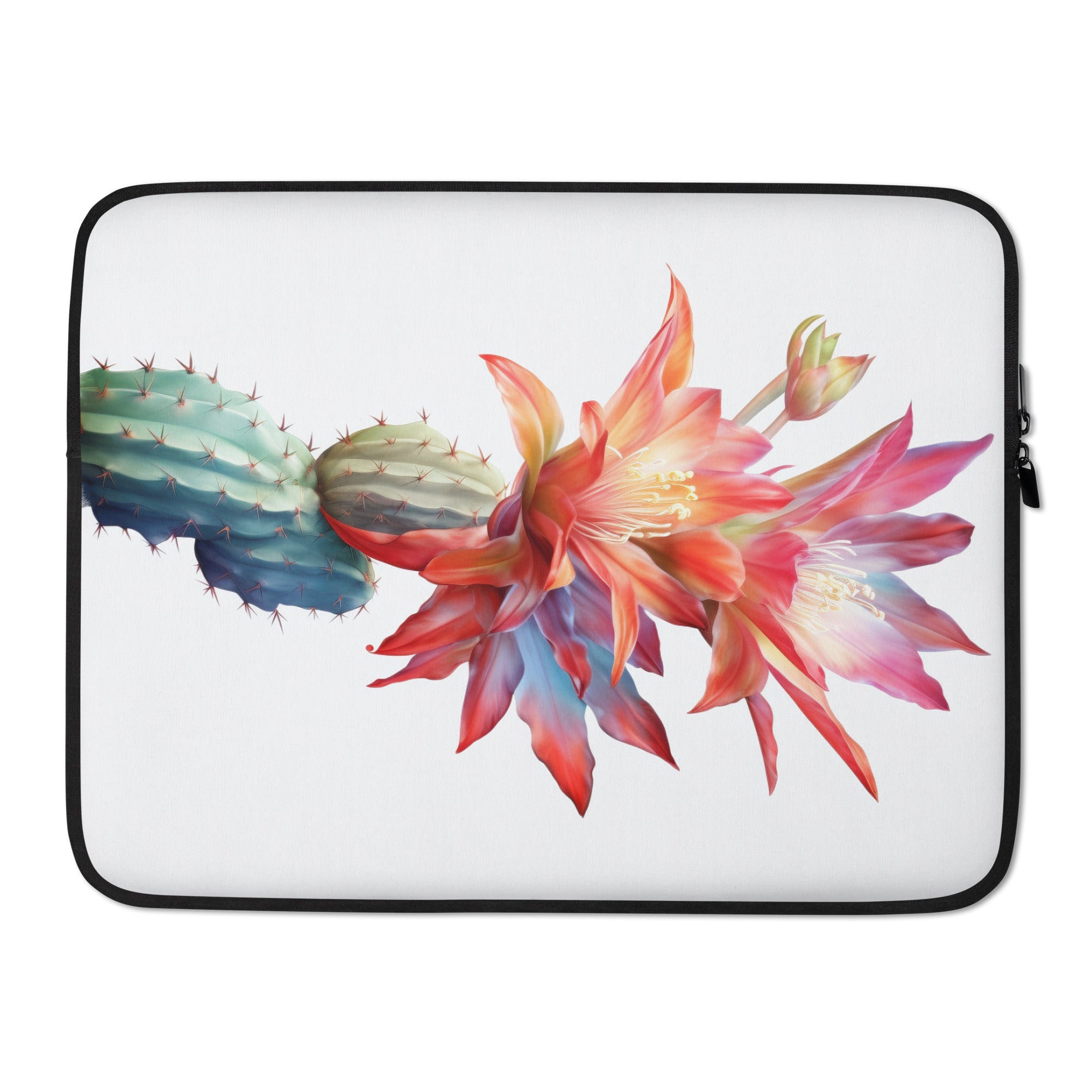 Orchid Cactus Flower Laptop Sleeve by Visual Verse - Image 1