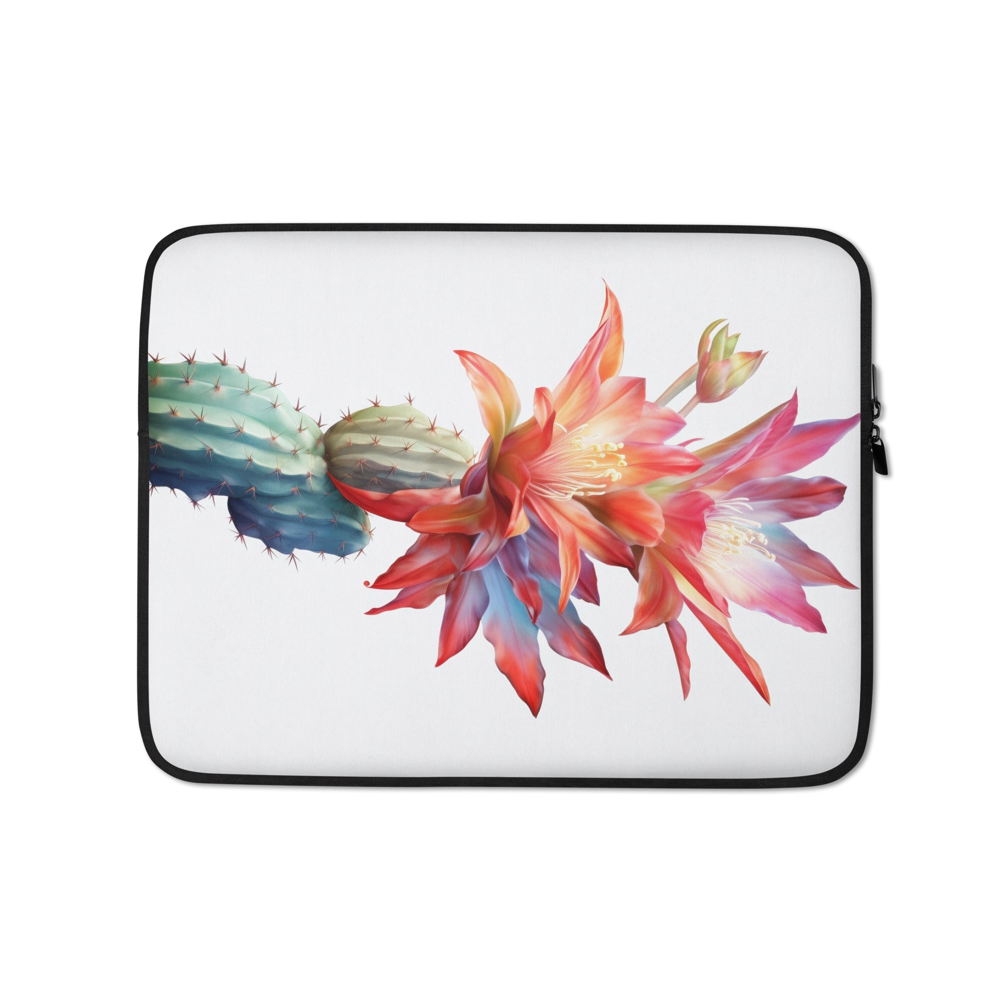 Orchid Cactus Flower Laptop Sleeve by Visual Verse - Image 2