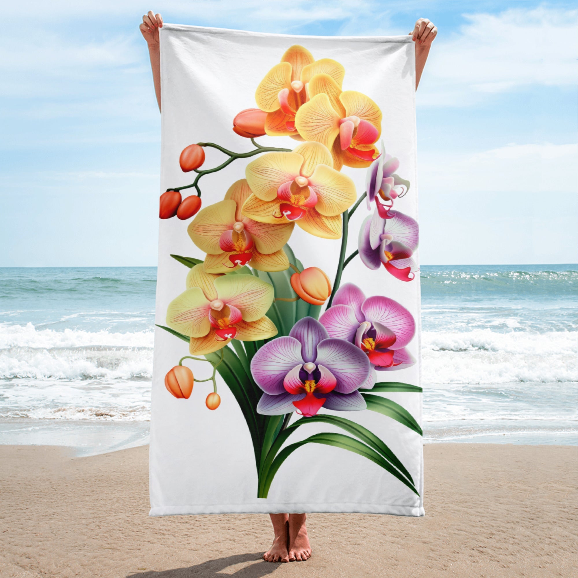 Orchid Flower Beach Towel by Visual Verse - Image 1