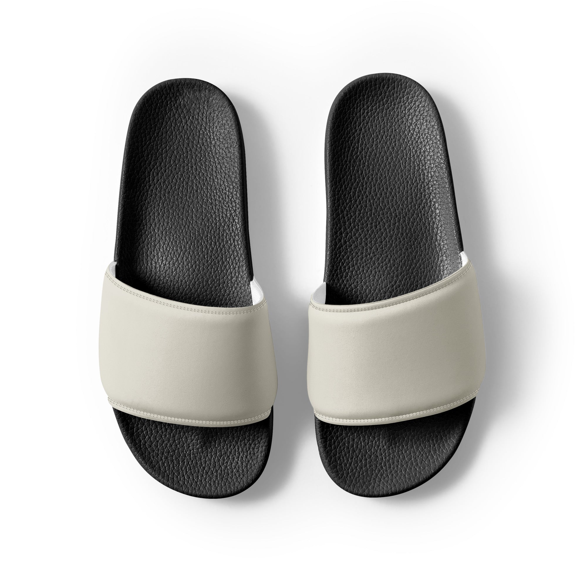 Oyster White Color Men's Slides by Visual Verse - Image 2