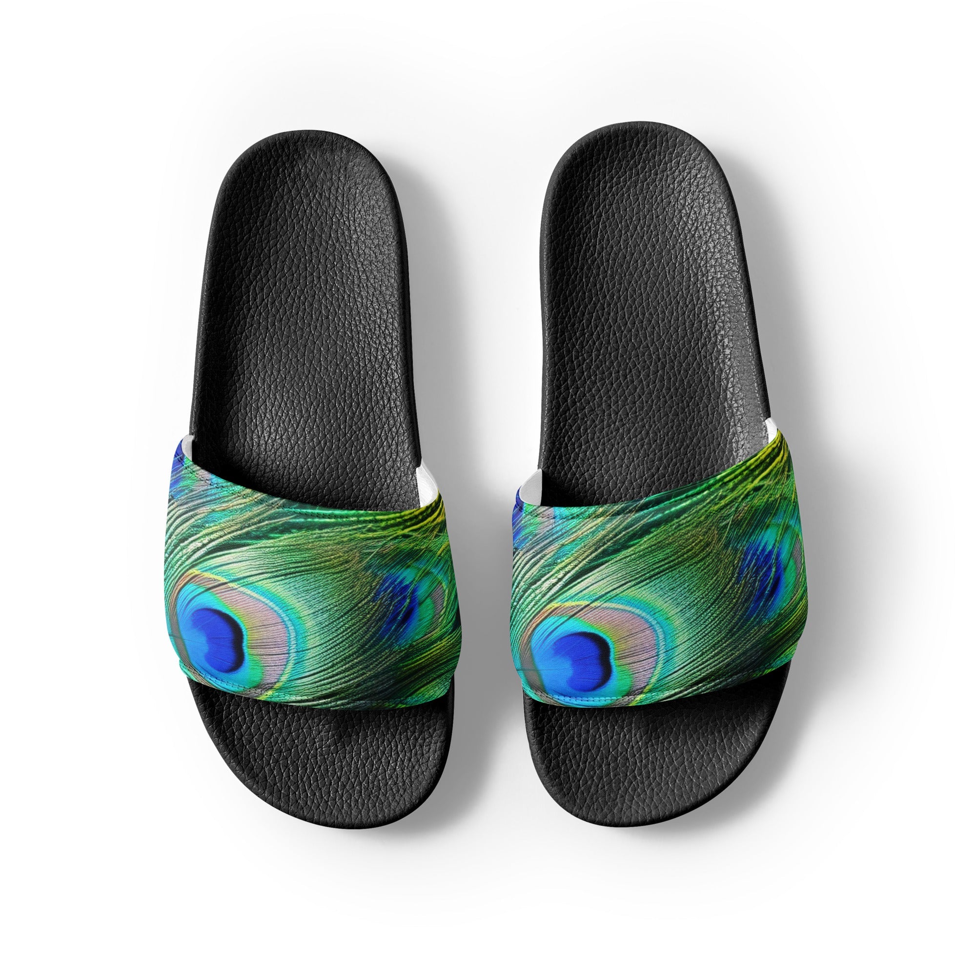 Peacock Feather Men's Slides by Visual Verse - Image 2