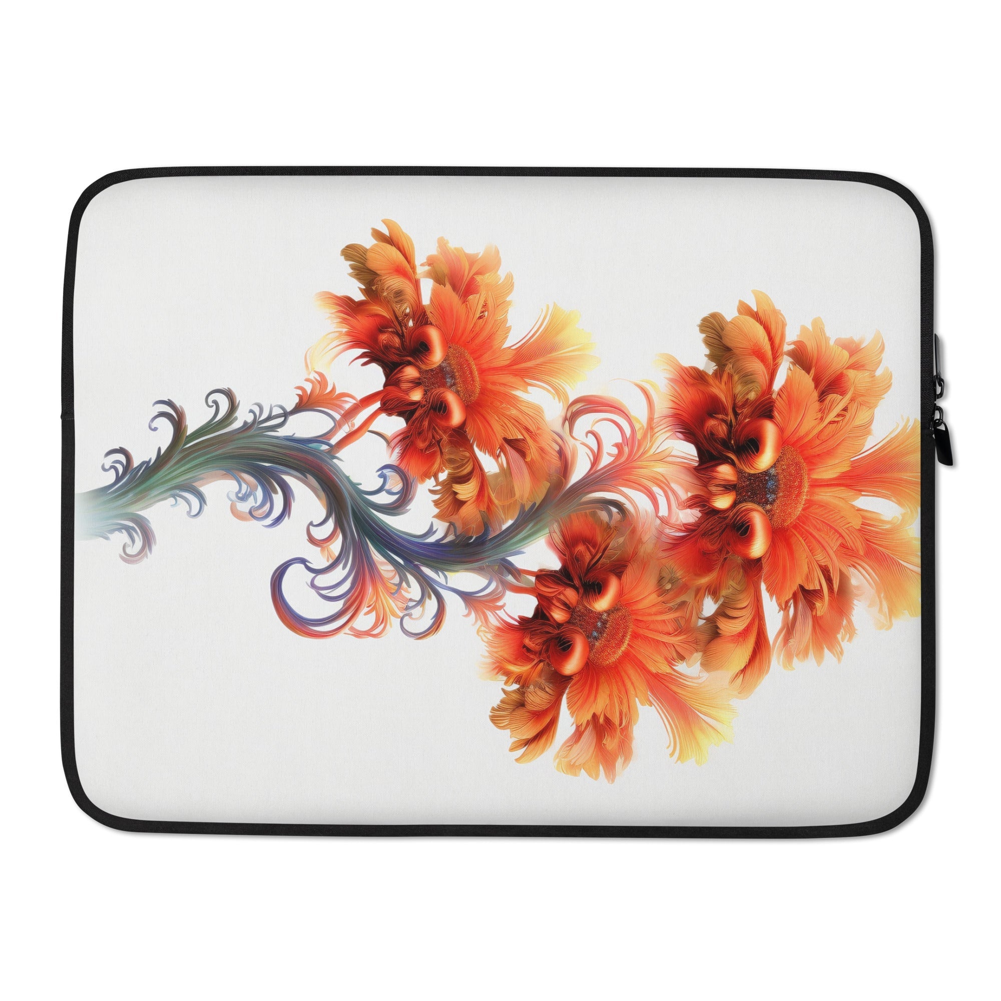 Peacock Flower Laptop Sleeve by Visual Verse - Image 1