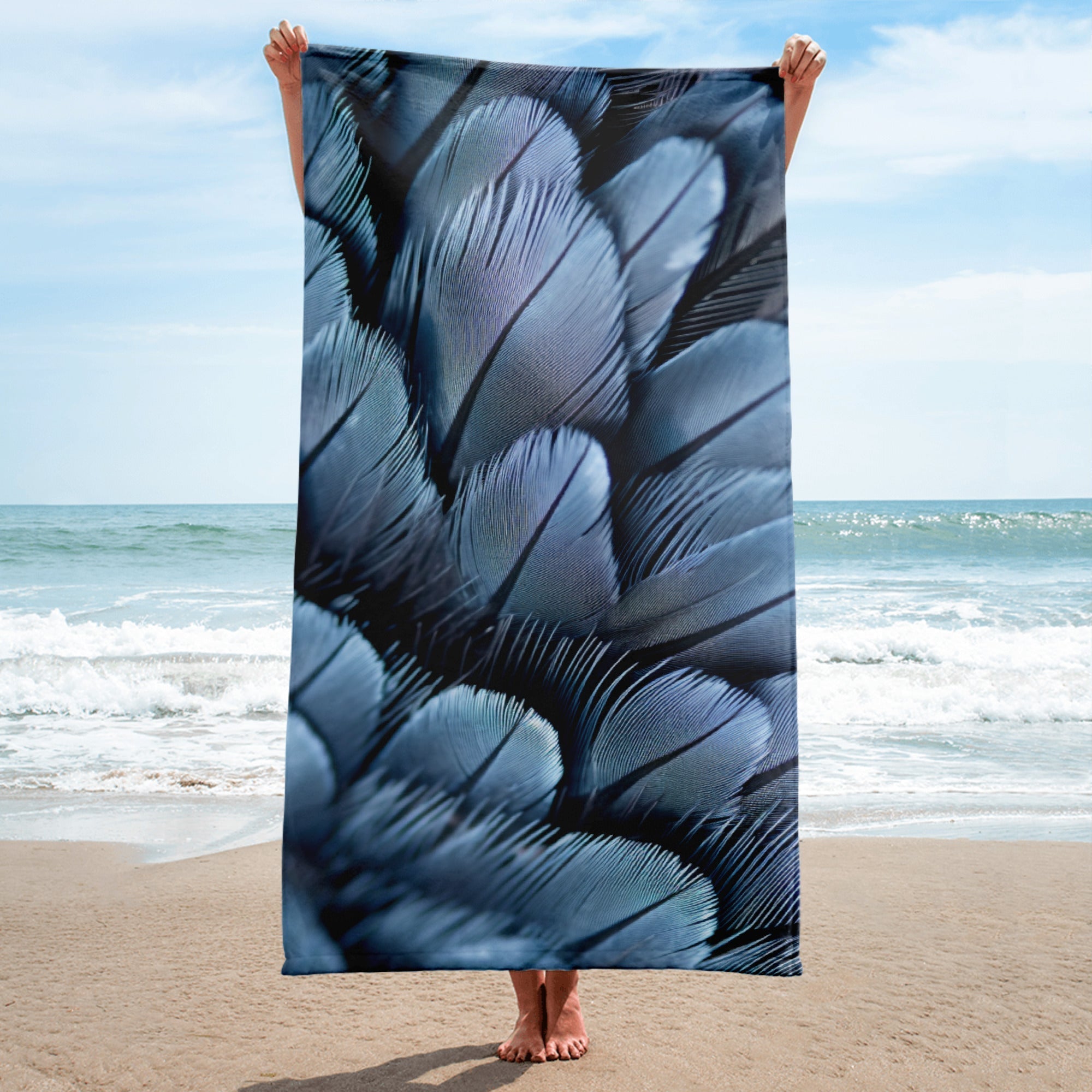 Penguin Feather Beach Towel by Visual Verse - Image 1