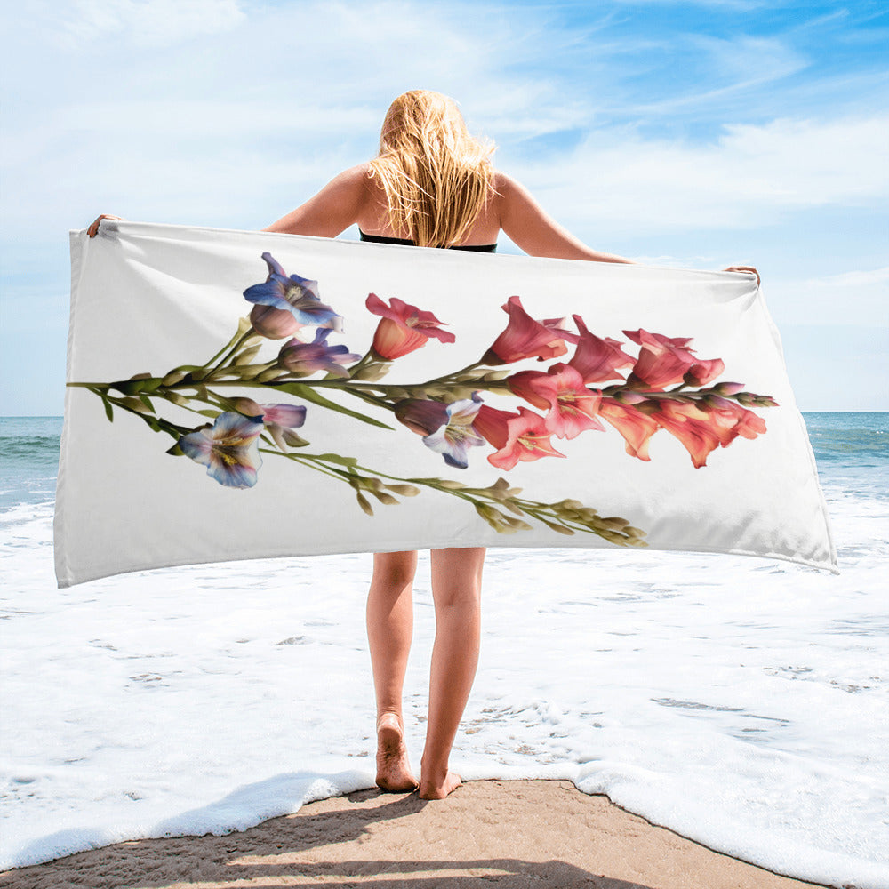 Penstemon Flower Beach Towel by Visual Verse - Image 2