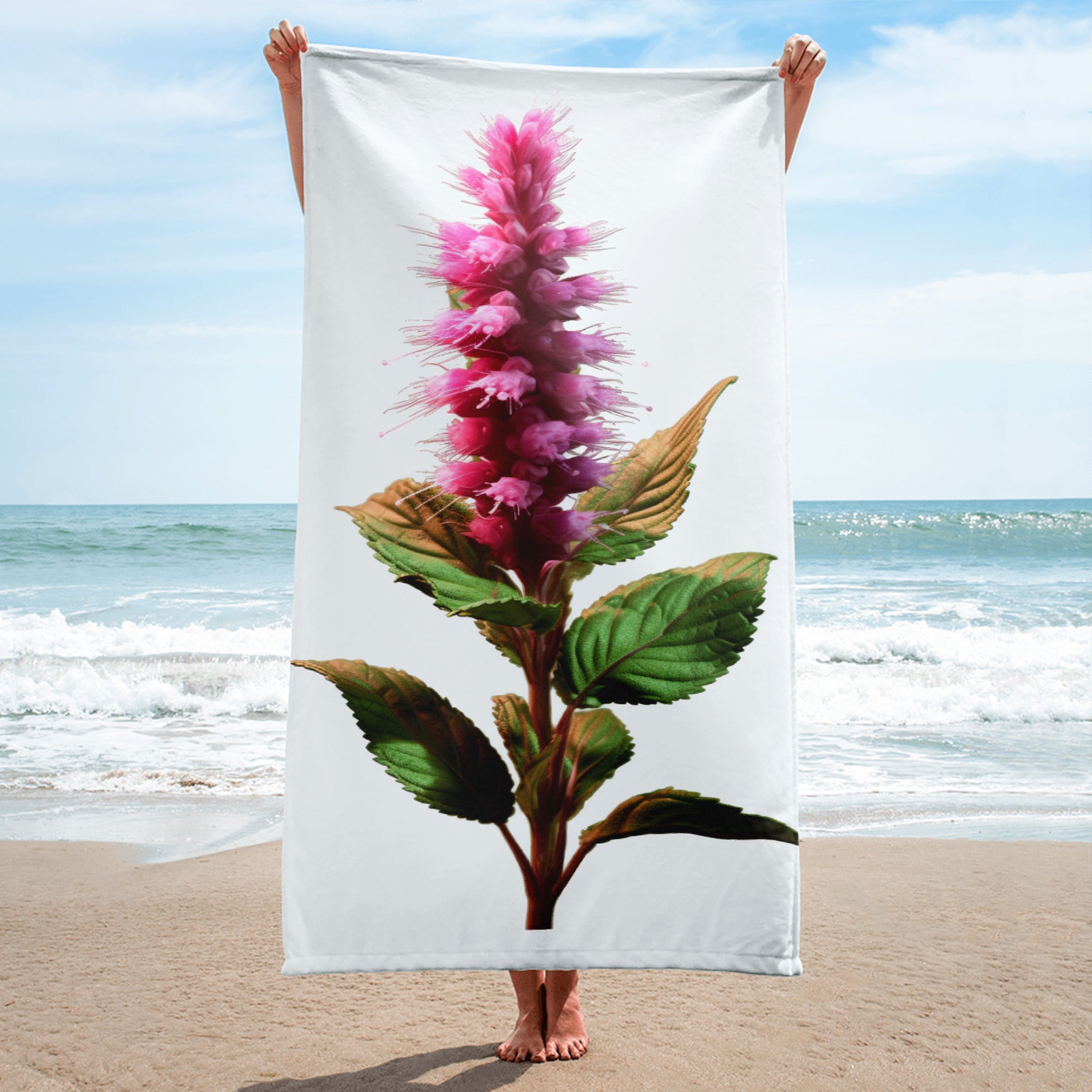 Peppermint Flower Beach Towel by Visual Verse - Image 1