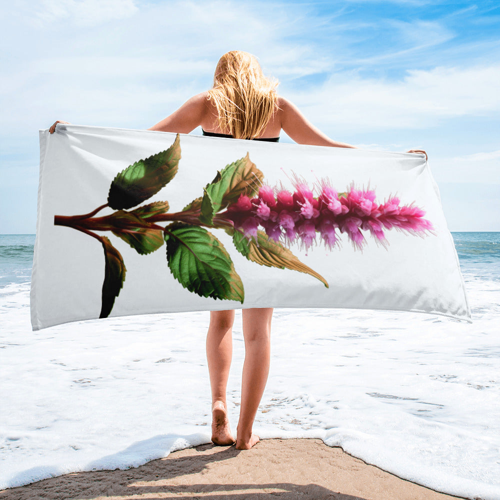 Peppermint Flower Beach Towel by Visual Verse - Image 2