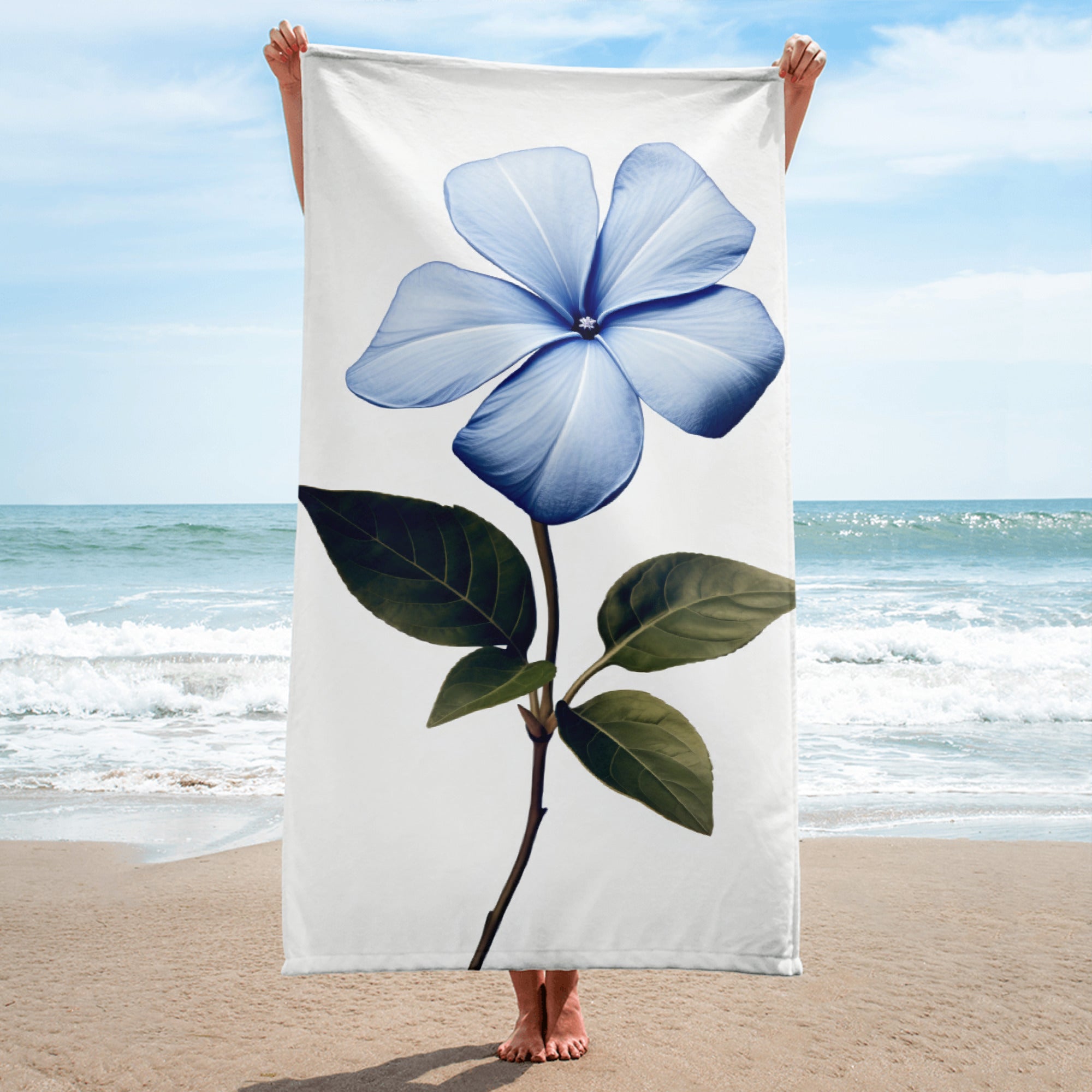 Periwinkle Flower Beach Towel by Visual Verse - Image 1