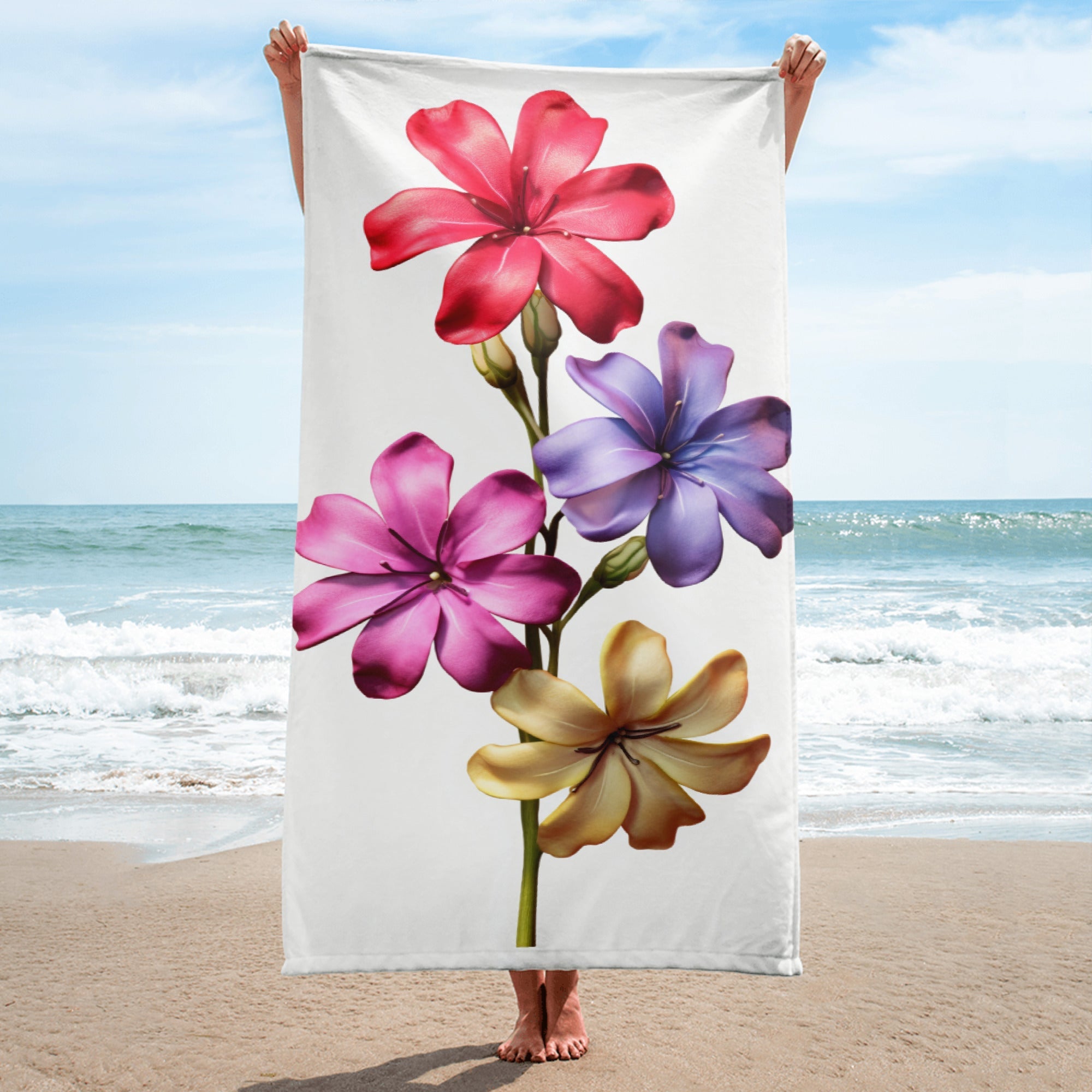 Phlox Flower Beach Towel by Visual Verse - Image 1