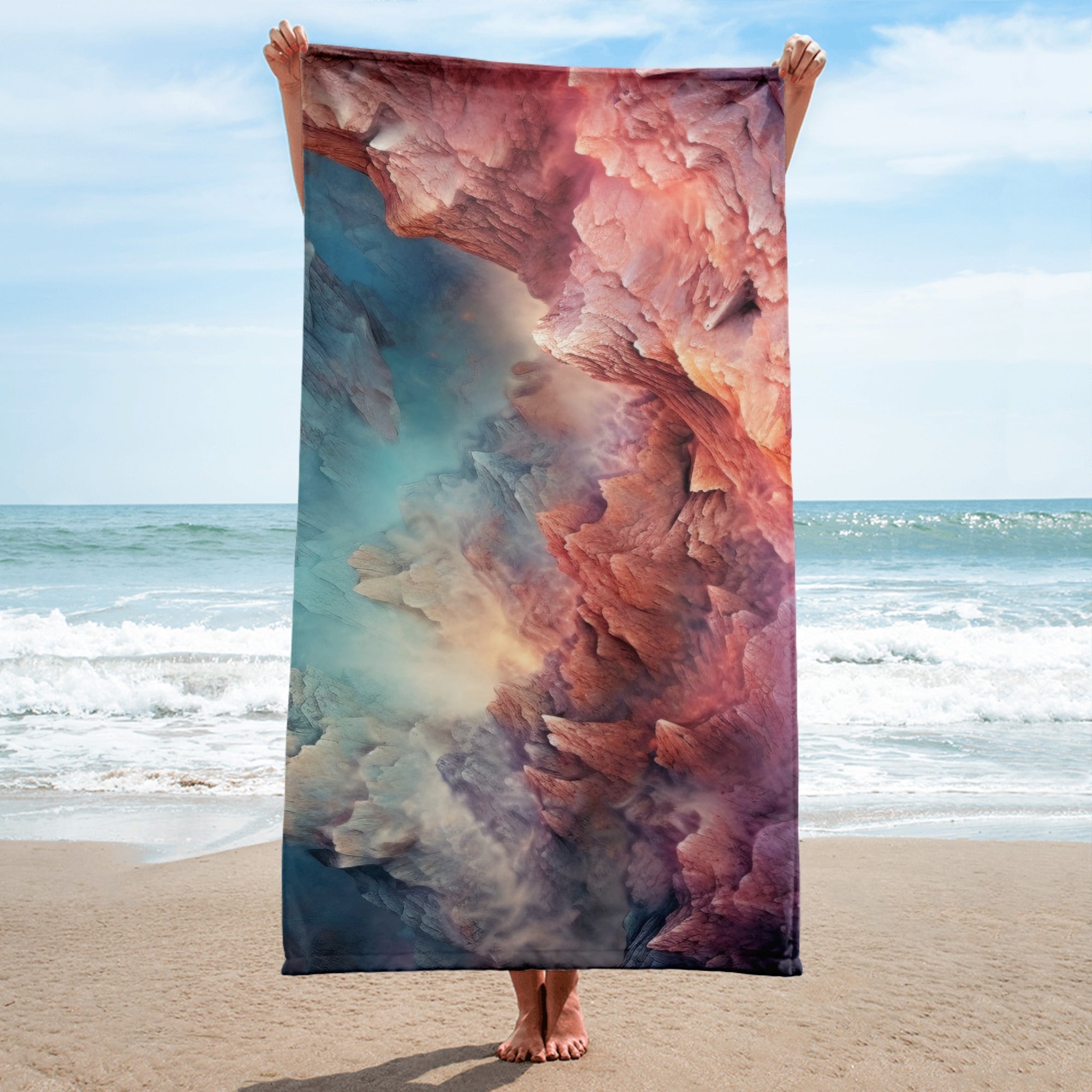 Pink Opal Rock Beach Towel by Visual Verse - Image 1