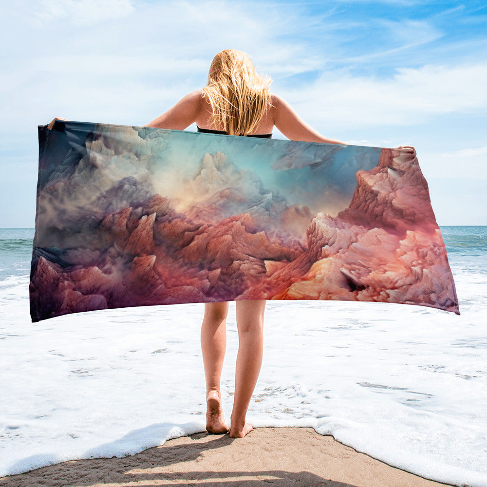 Pink Opal Rock Beach Towel by Visual Verse - Image 2