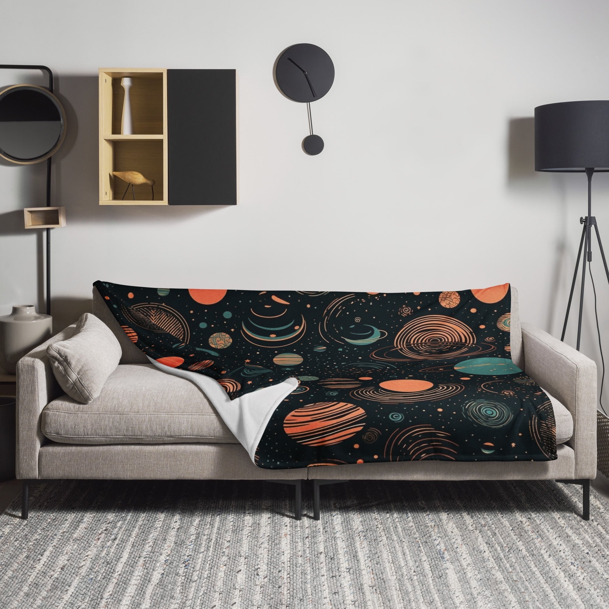 Planets Orbit Polyester Blanket by Visual Verse - Image 1