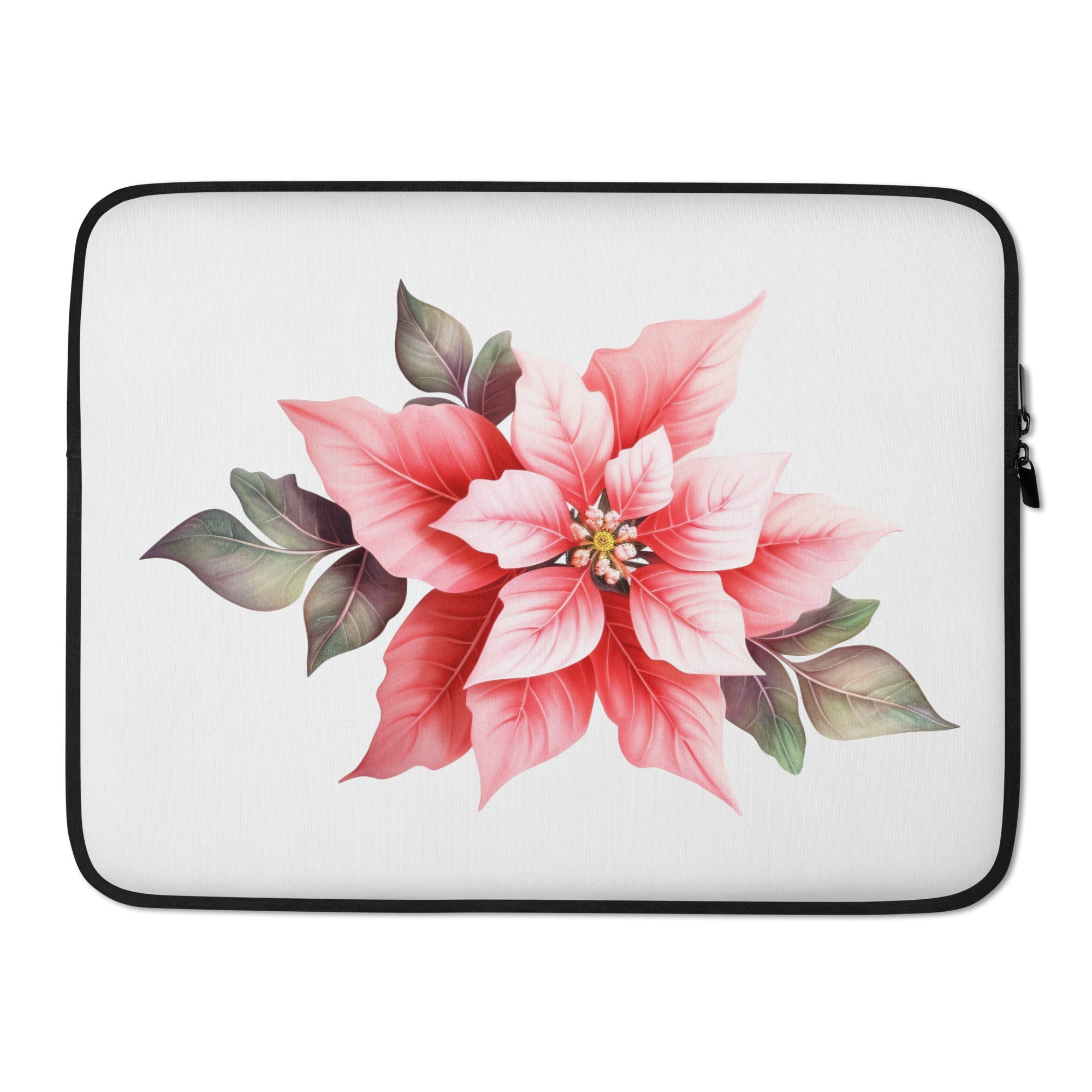 Poinsettia Flower Laptop Sleeve by Visual Verse - Image 1