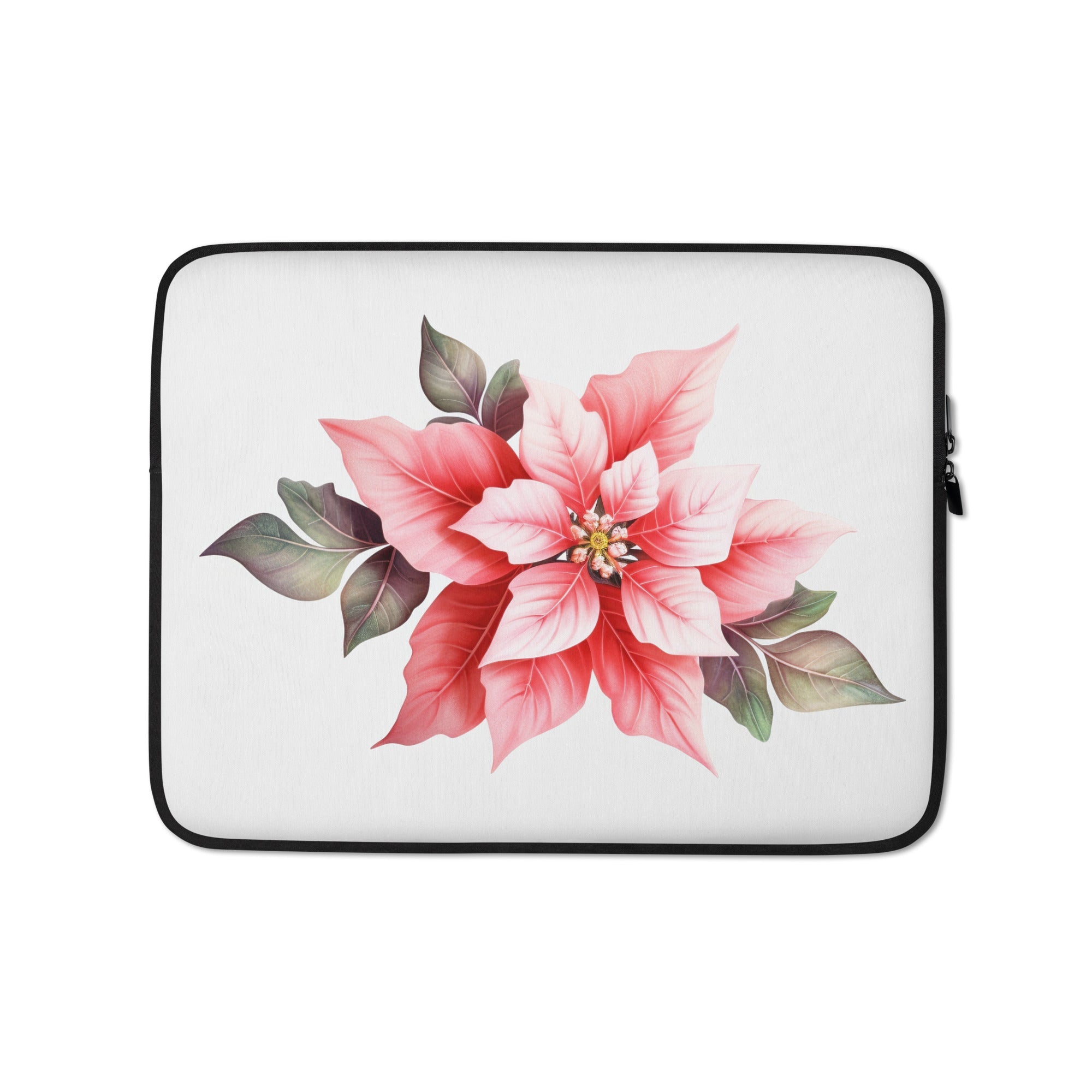 Poinsettia Flower Laptop Sleeve by Visual Verse - Image 2