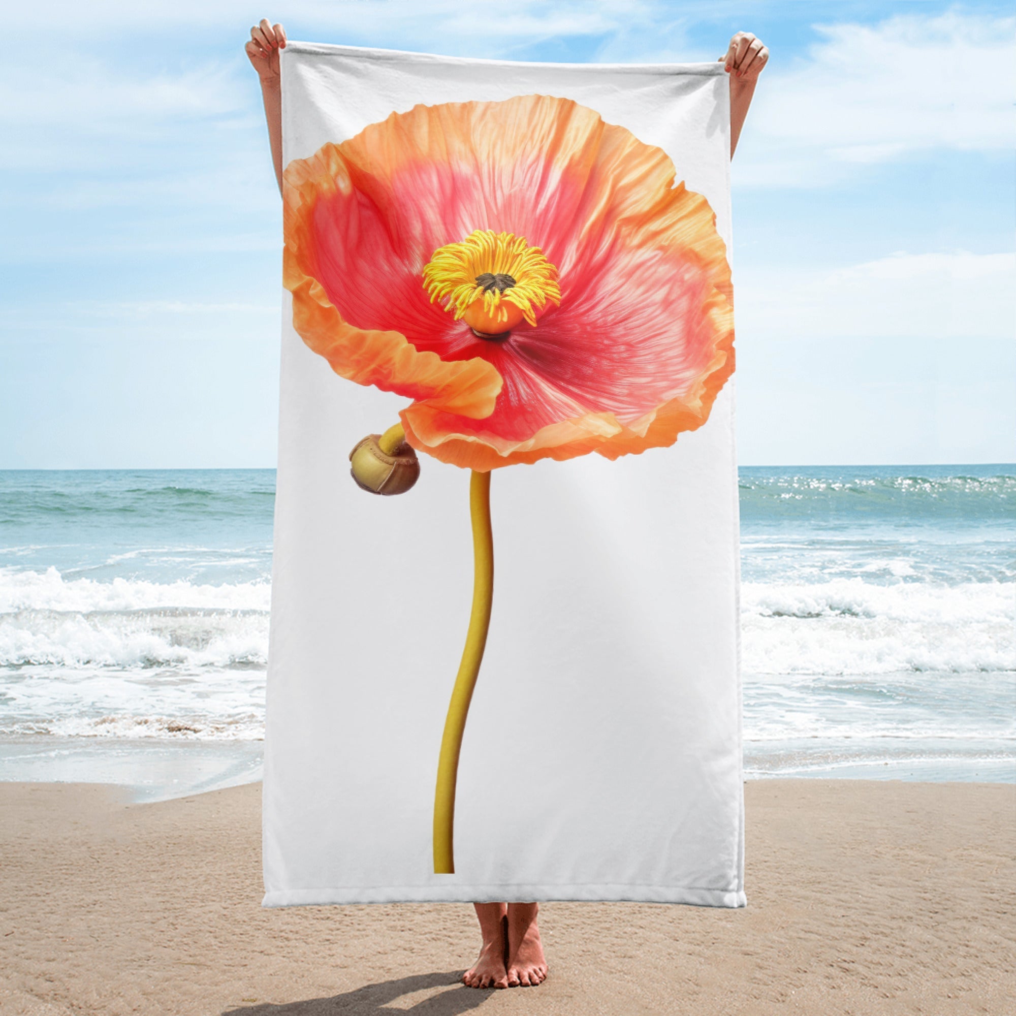 Poppy Flower Beach Towel by Visual Verse - Image 1