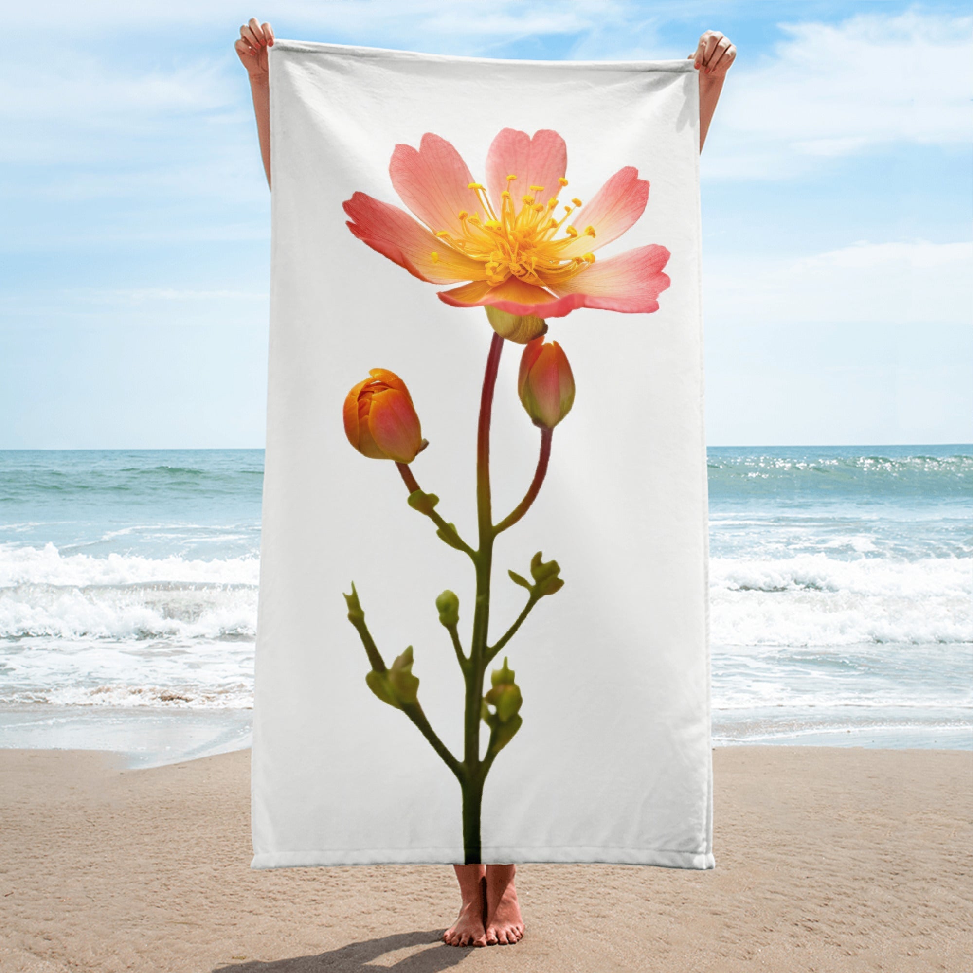 Portulaca Flower Beach Towel by Visual Verse - Image 1