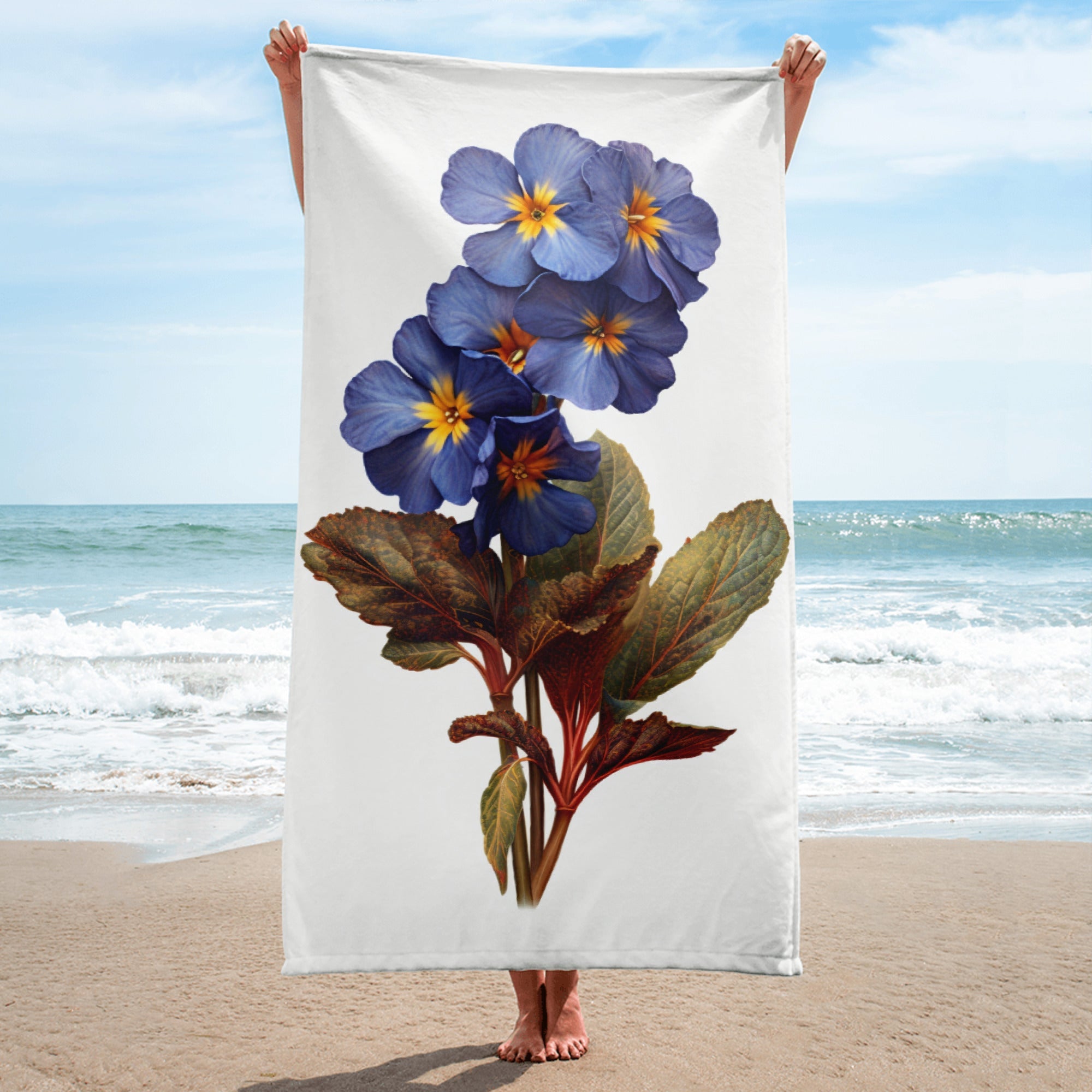 Primrose Flower Beach Towel by Visual Verse - Image 1