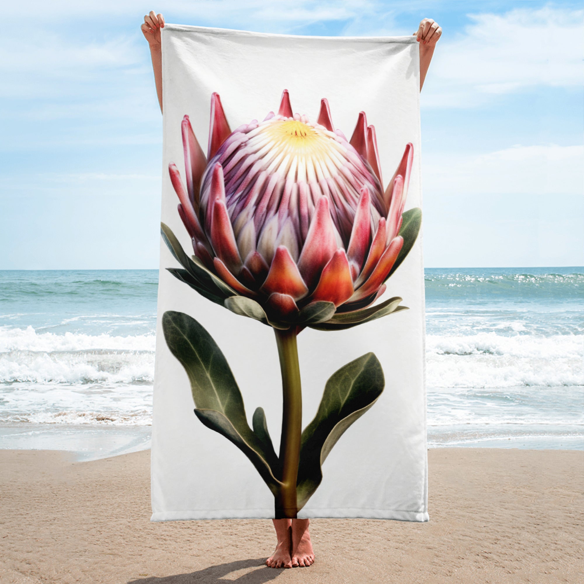 Protea Flower Beach Towel by Visual Verse - Image 1