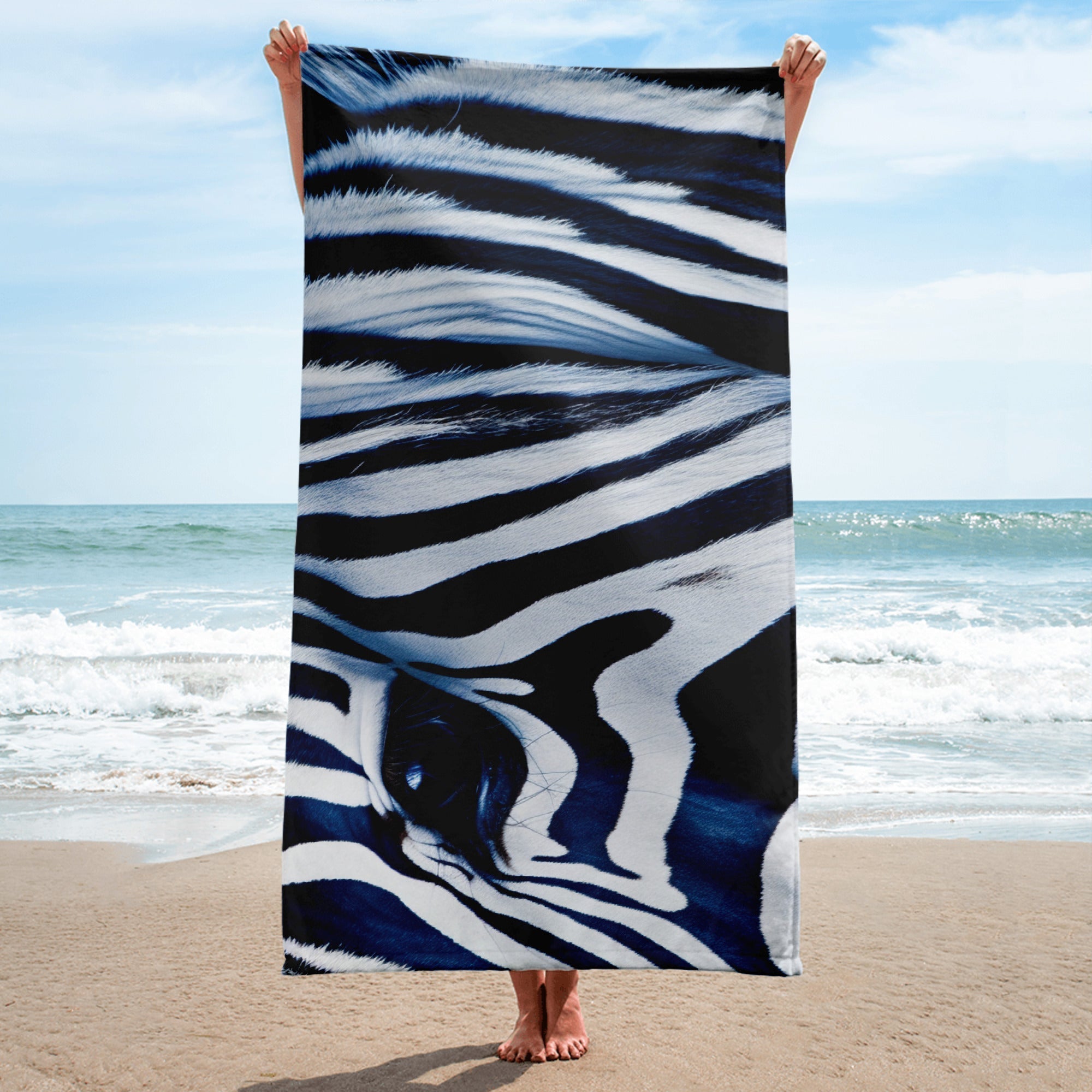 Purple Zebra Stripe Beach Towel by Visual Verse - Image 1