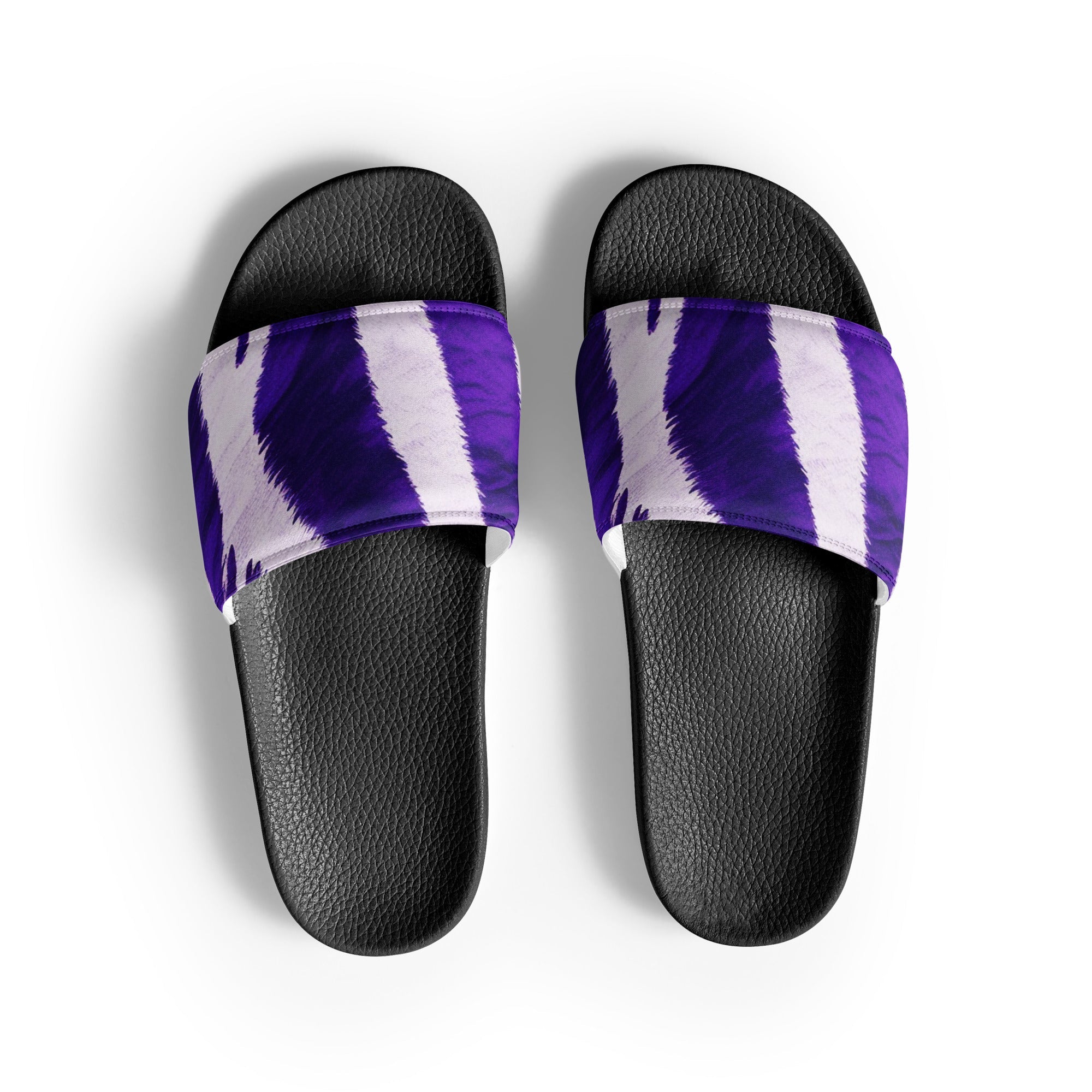 Purple Zebra Stripe Men's Slides by Visual Verse - Image 1