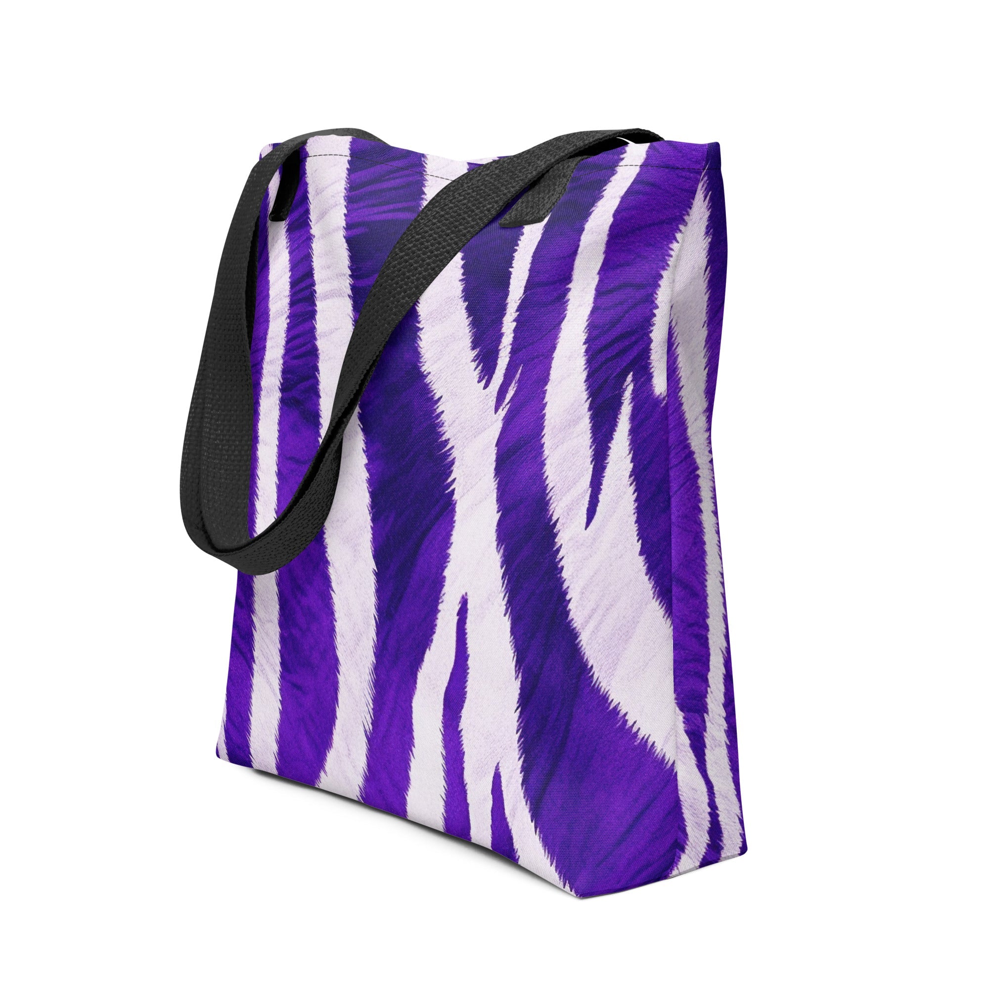 Purple Zebra Stripe Tote Bag by Visual Verse - Image 1