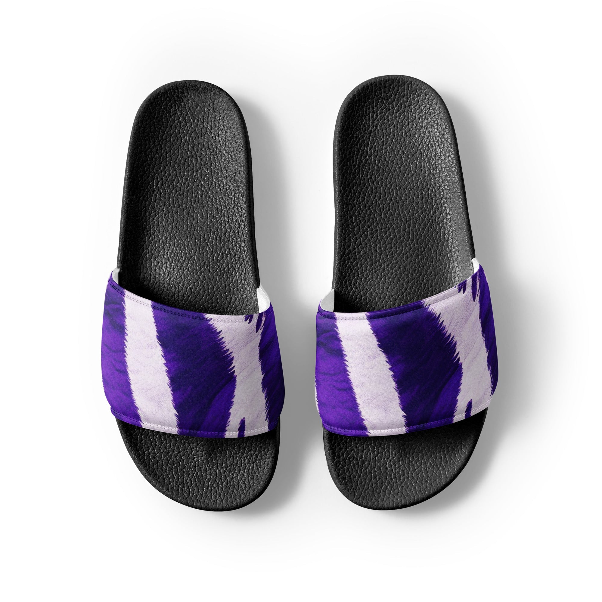 Purple Zebra Stripe Women's Slides by Visual Verse - Image 2