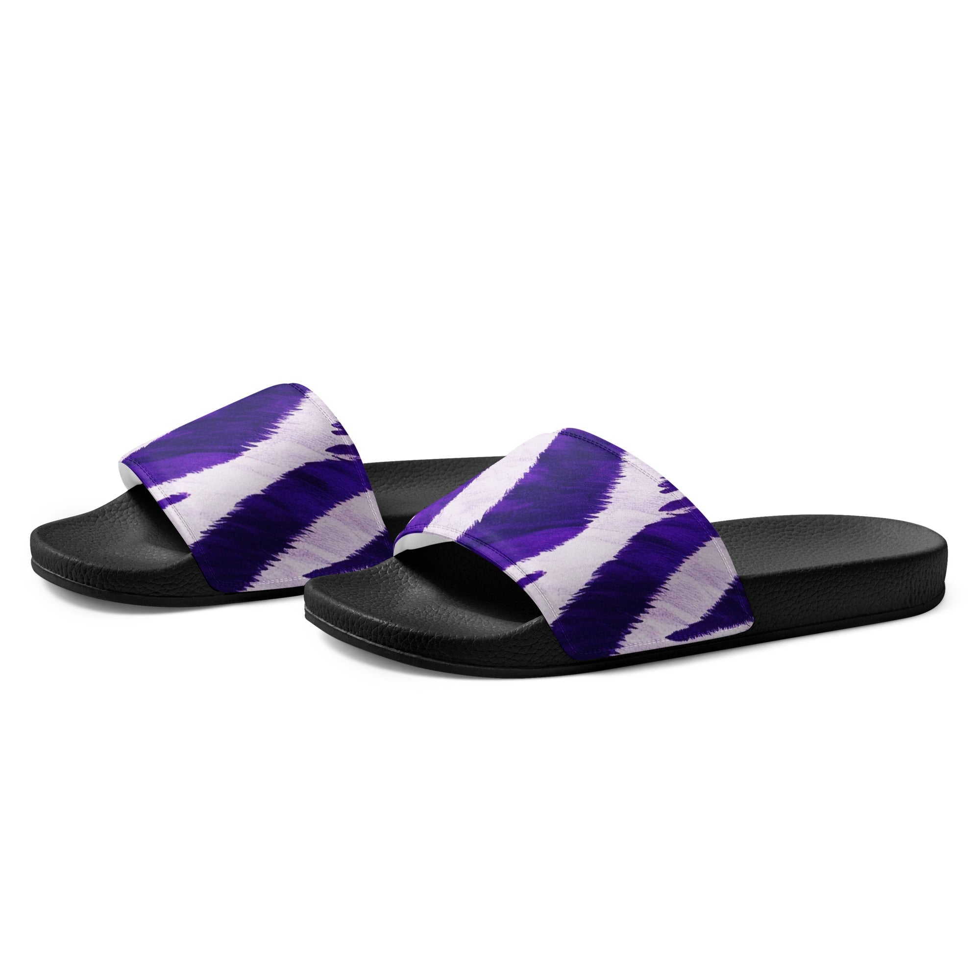 Purple Zebra Stripe Women's Slides by Visual Verse - Image 3