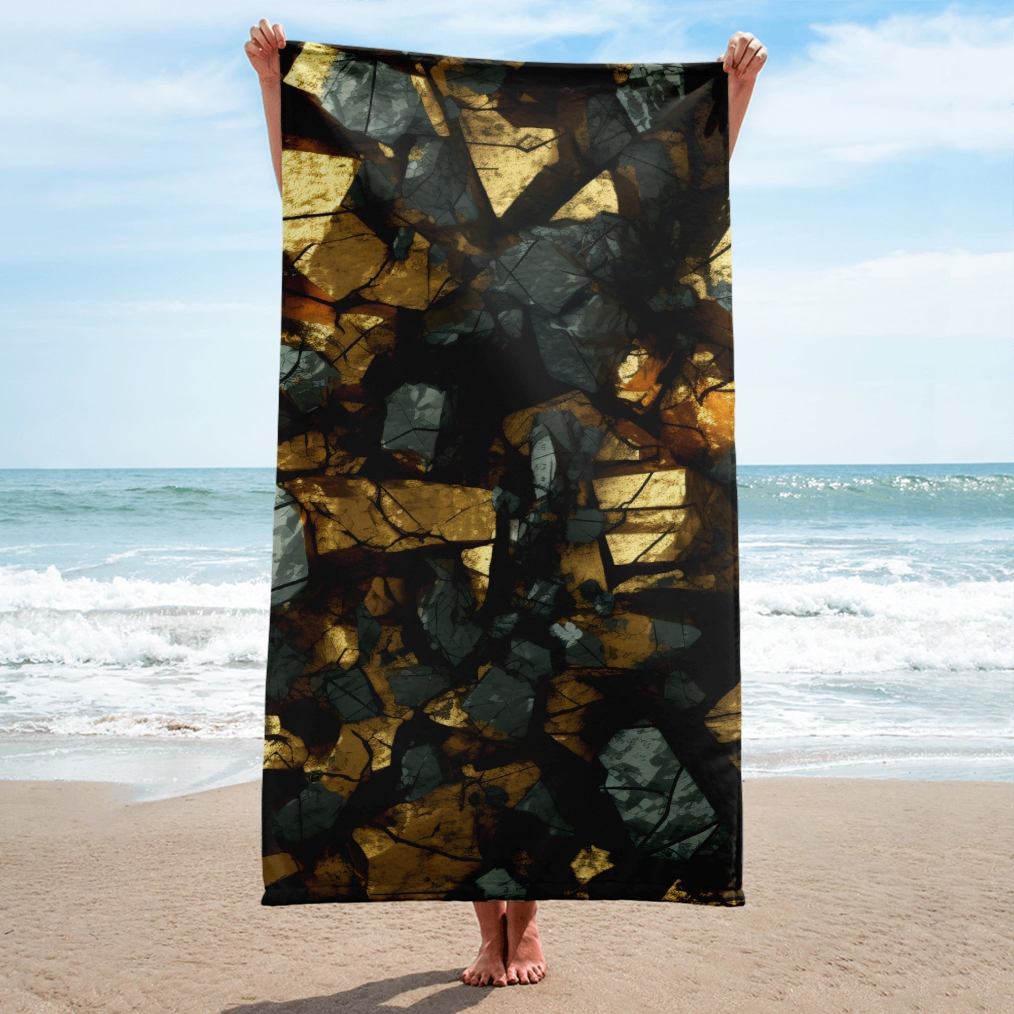 Pyrite Rock Beach Towel by Visual Verse - Image 1