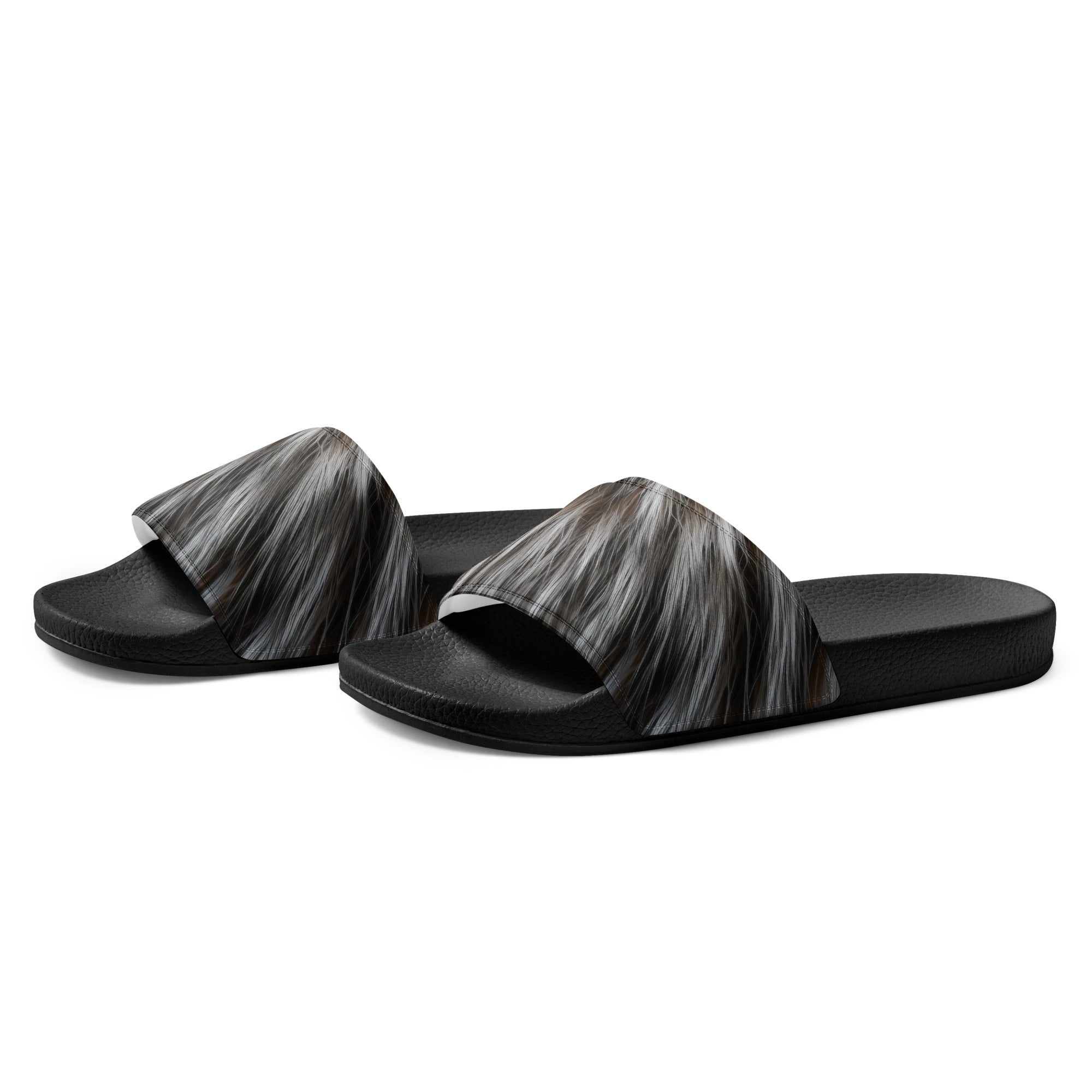 Raccoon Fur Men's Slides by Visual Verse - Image 3