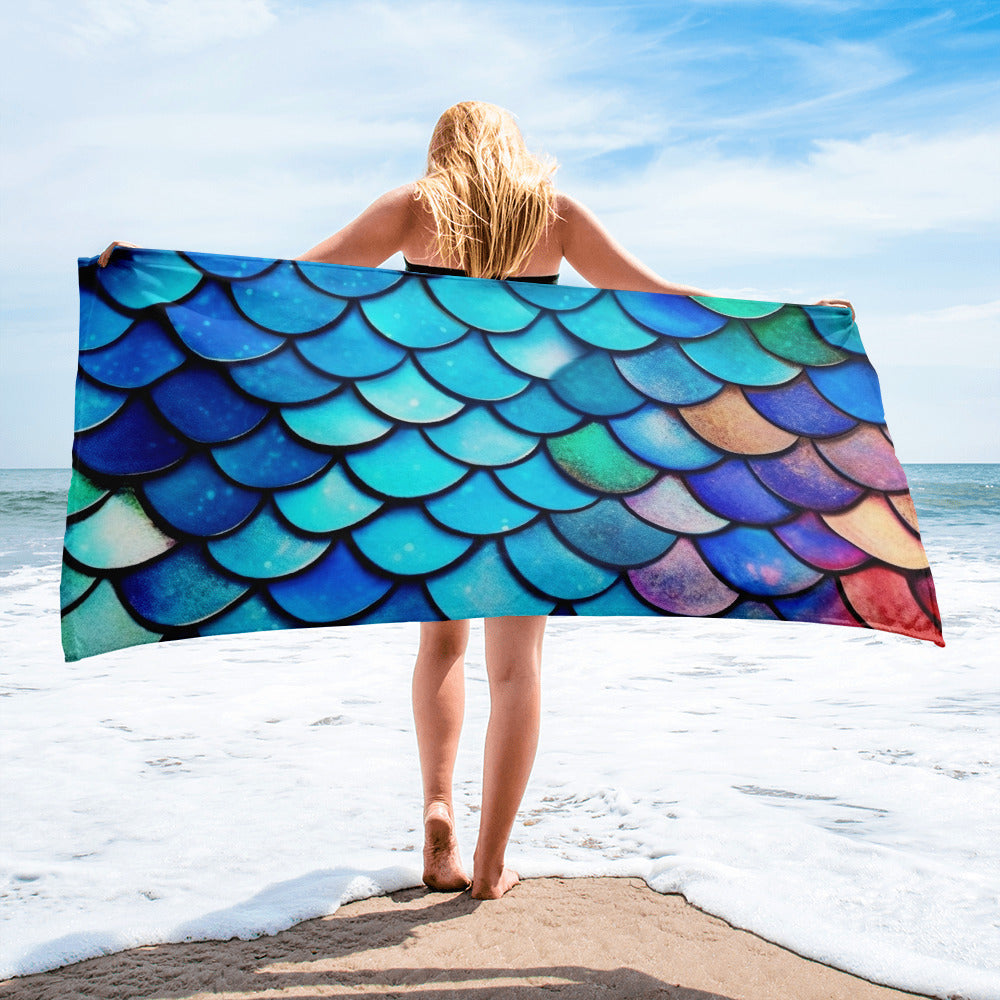 Rainbow Fish Scales Beach Towel by Visual Verse - Image 2